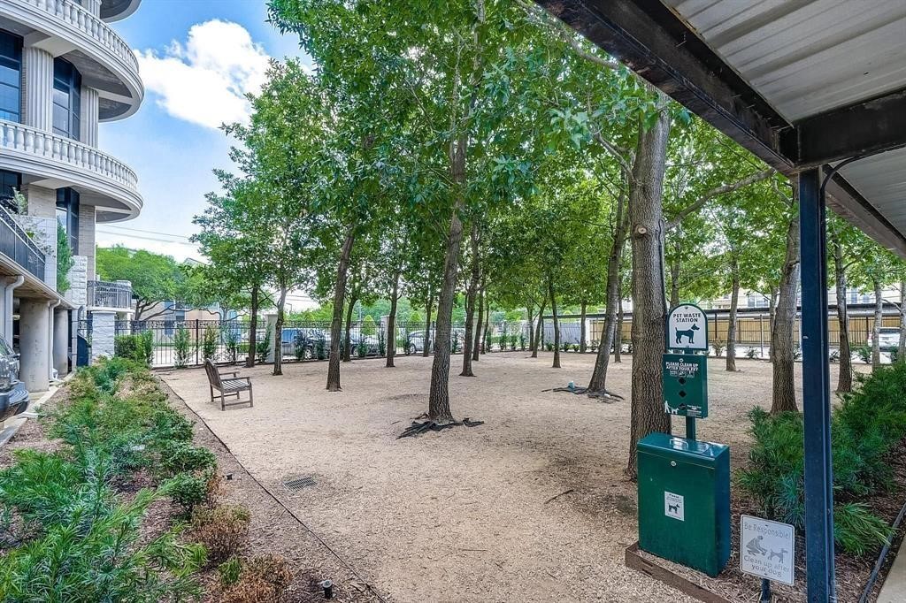 Dog park with sitting area