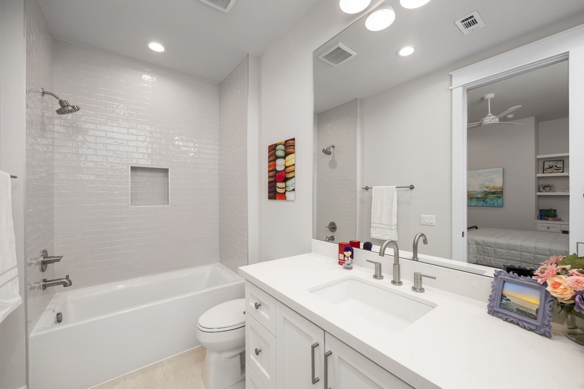 The laundry room has a large utility sink with drip rod above to air dry your intimates.  On the opposite wall you will find a mop closet and the connections for the washer and dryer.