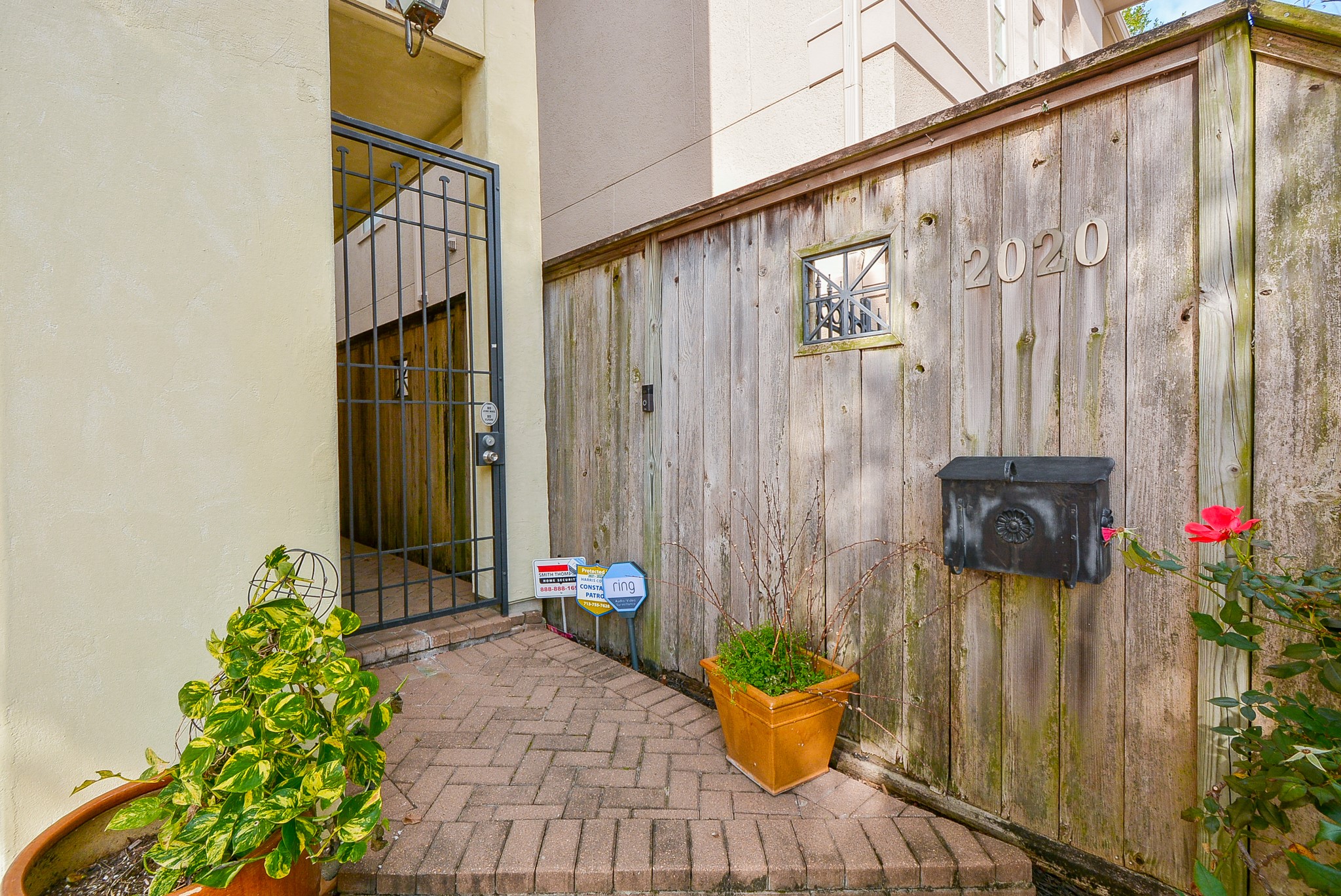 This is your private, gated entrance to the home, with artistic brick flooring. The home offers 3 bedrooms, 3-1/2 baths, and occupies a 3, 300 square-foot lot with 2,500 square-feet of incredible interior living space.