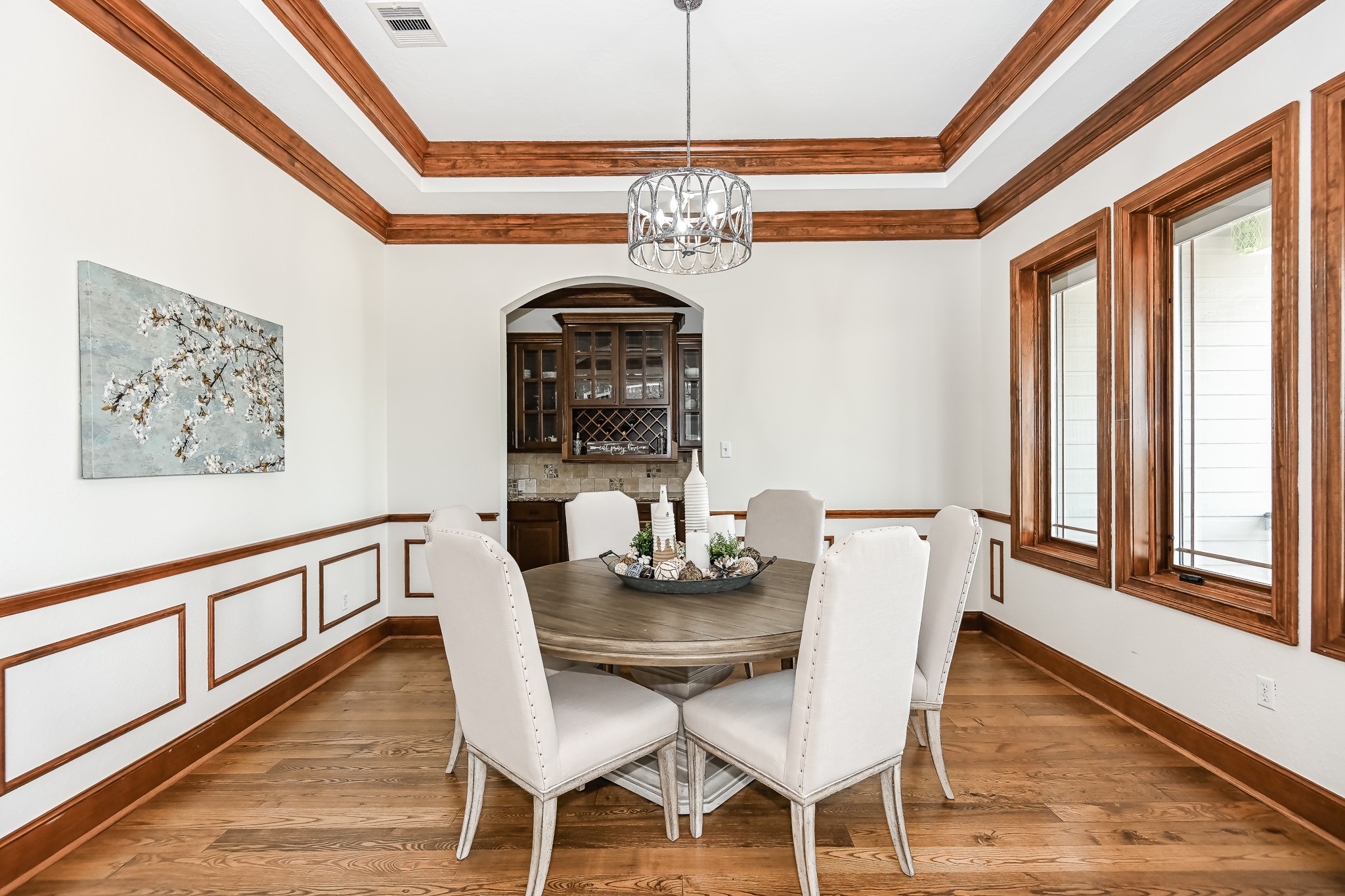 Formal dining is spacious with room for a buffet or china cabinet.