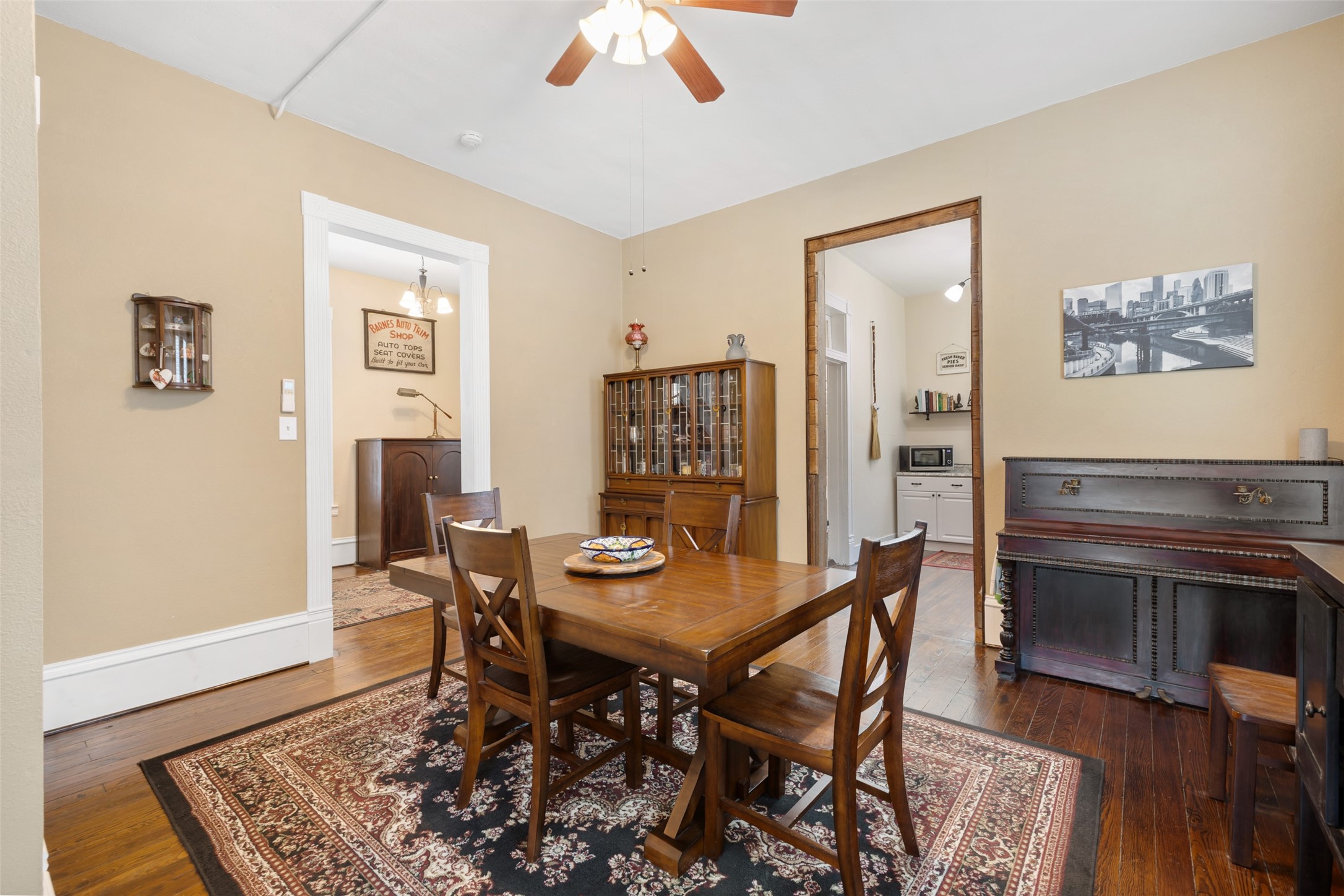 The large dining room is just off the kitchen and connected to the living room!