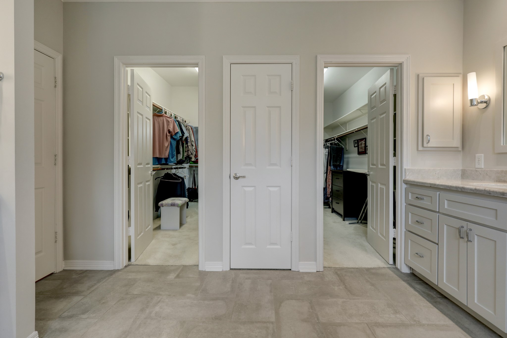 This angle reveals the dual oversized walk-in closets.