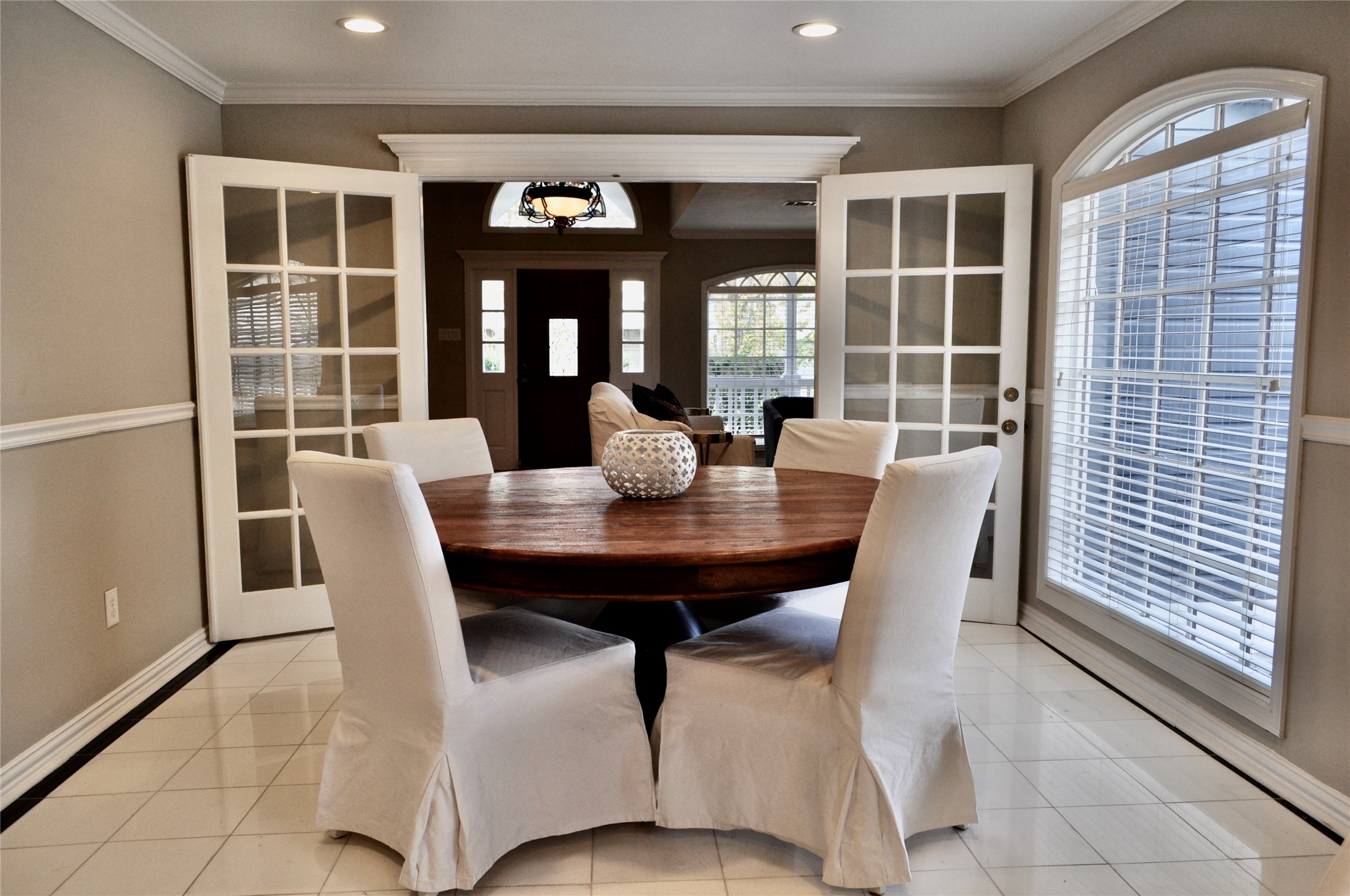 Dining room is open to the family room.  French doors separate the Living Room and Dining Room.
