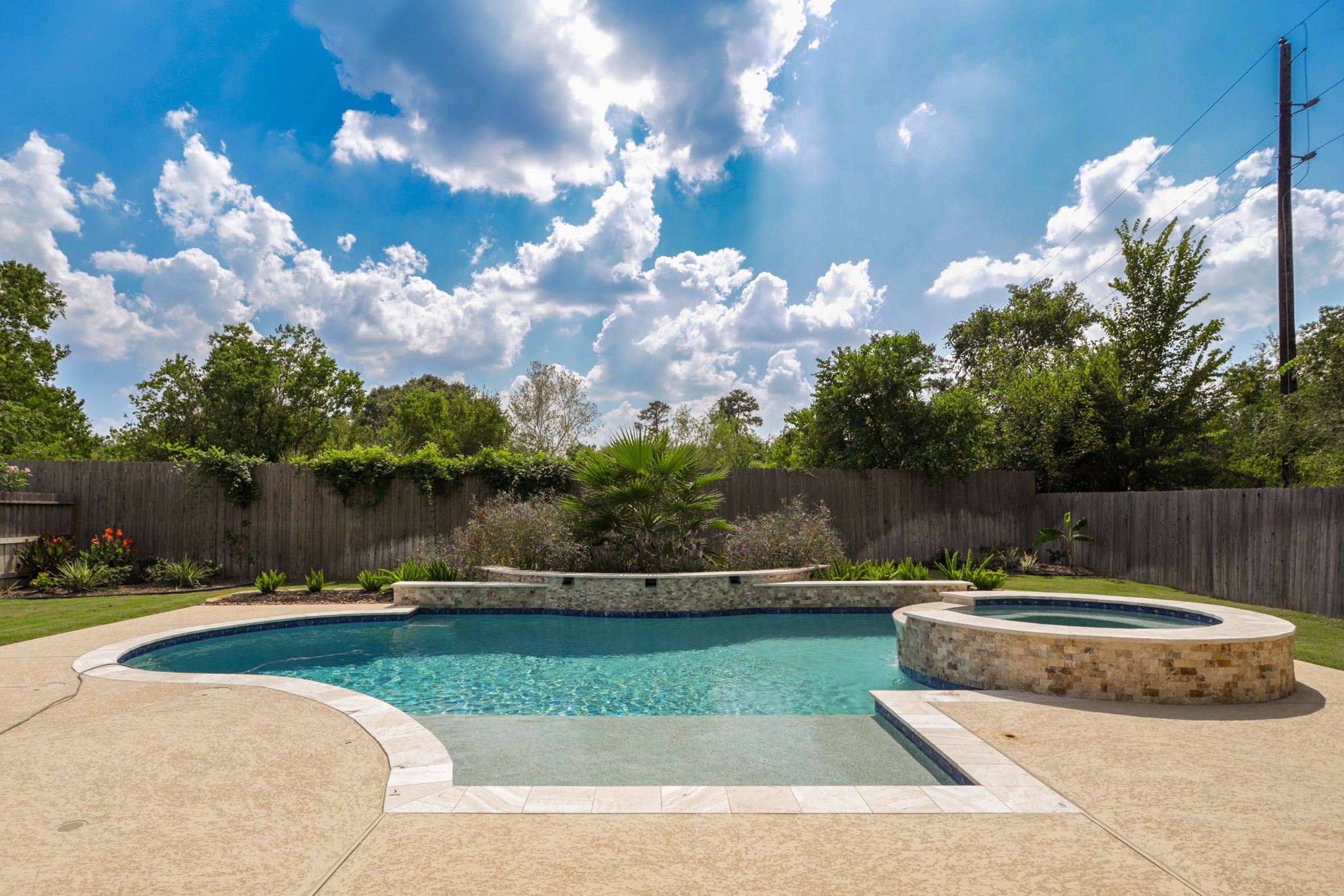 Beautiful pool on expansive backyard.