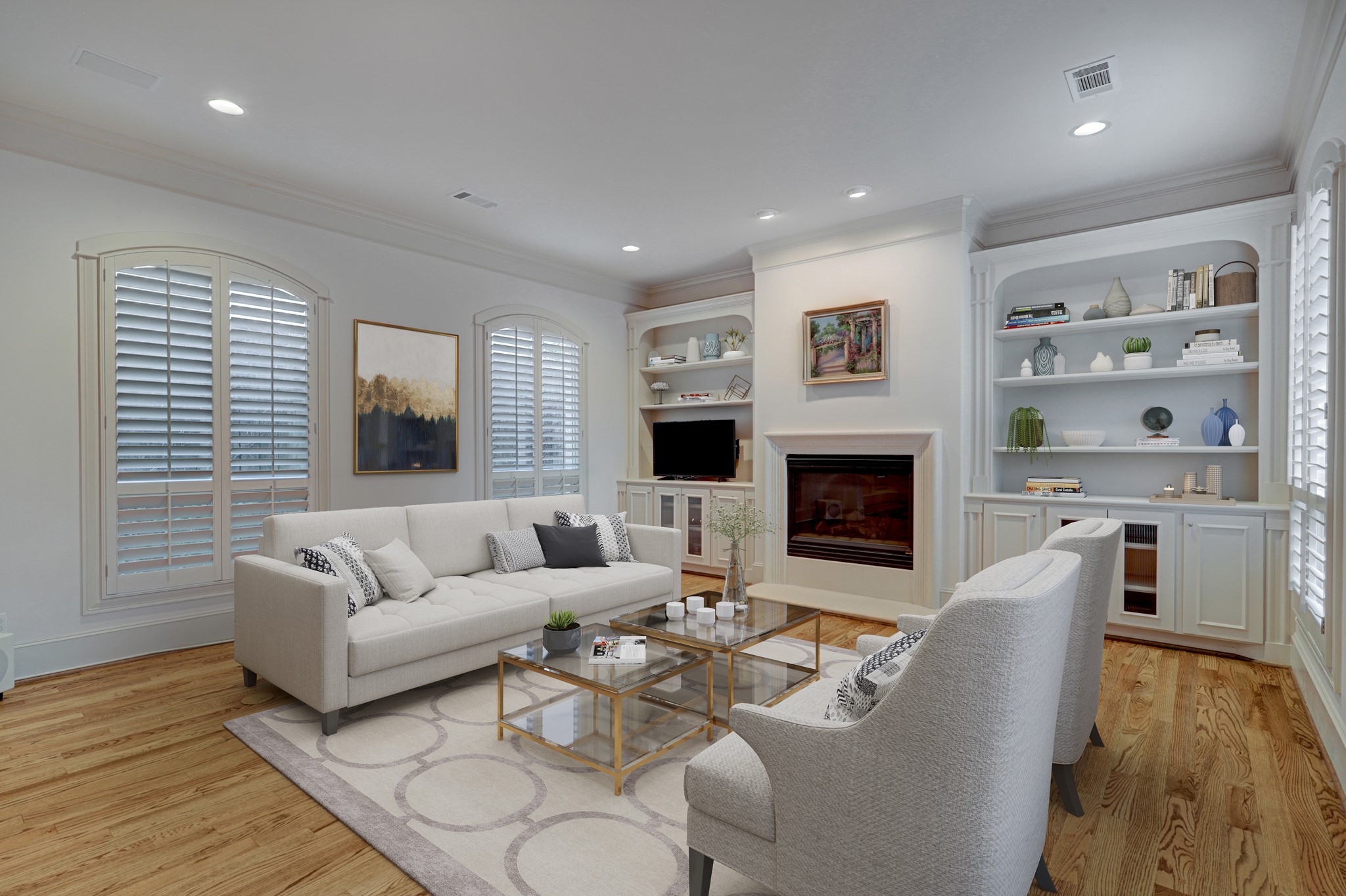 virtually staged living room shows how inviting the living space is