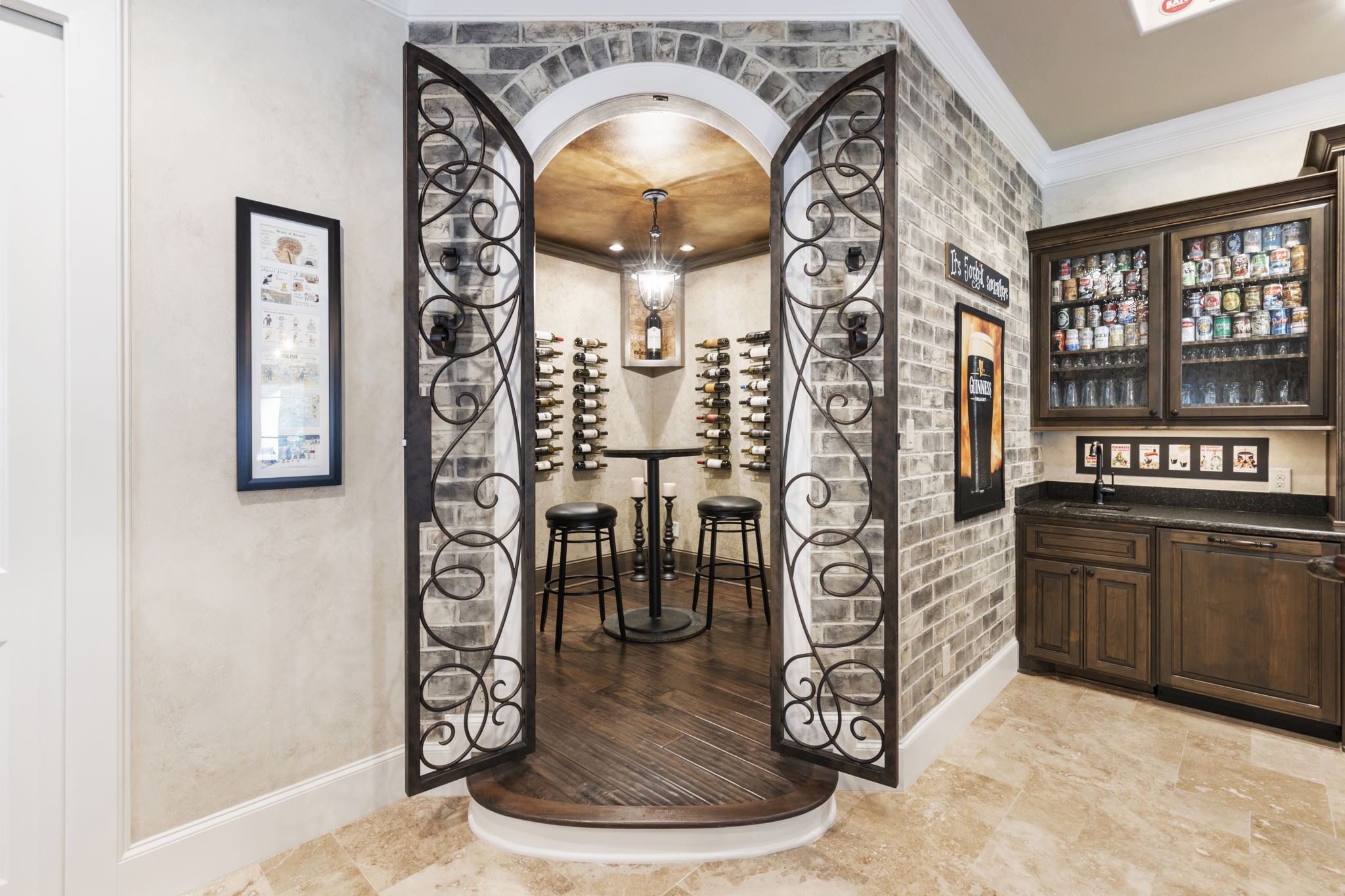 Intimate wine grotto for private wine tastings and a great place to house your favorite vintages.