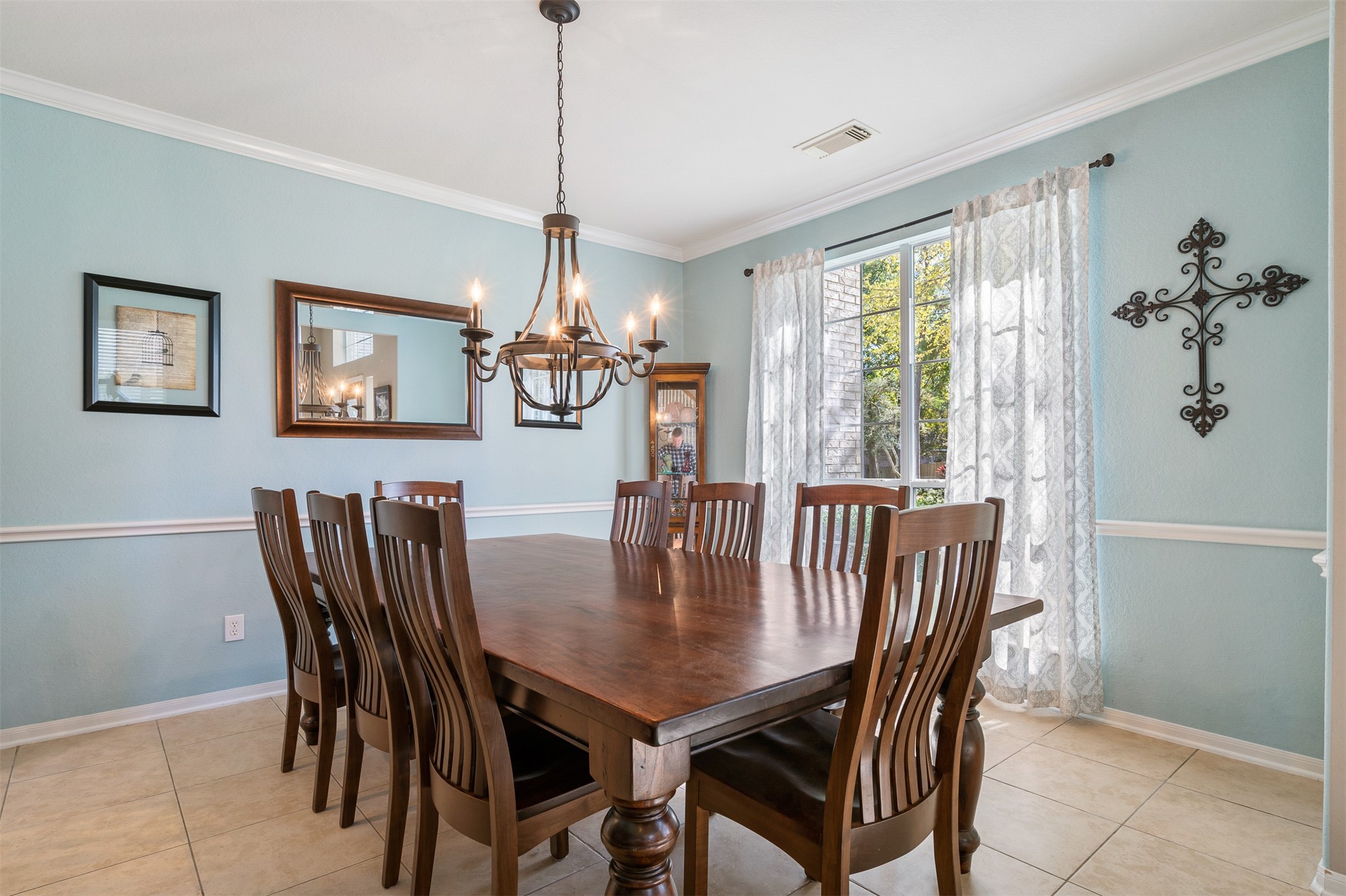 This dining room will accommodate large furniture!