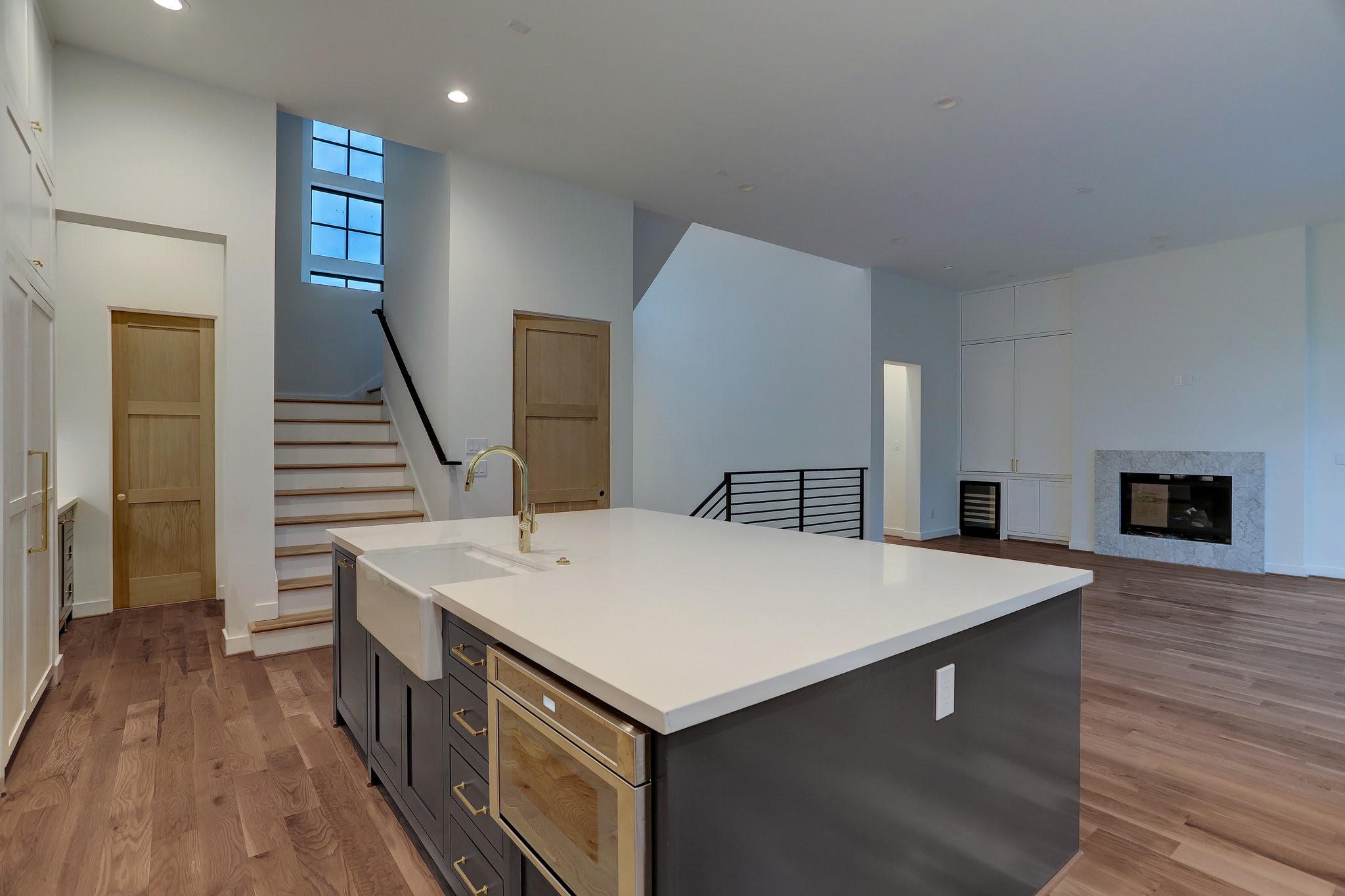 You never have to leave the second floor! Large kitchen, living room, dining room, study, primary suite and large walkout terrace.* Behind the second oak door on the right is the elevator.