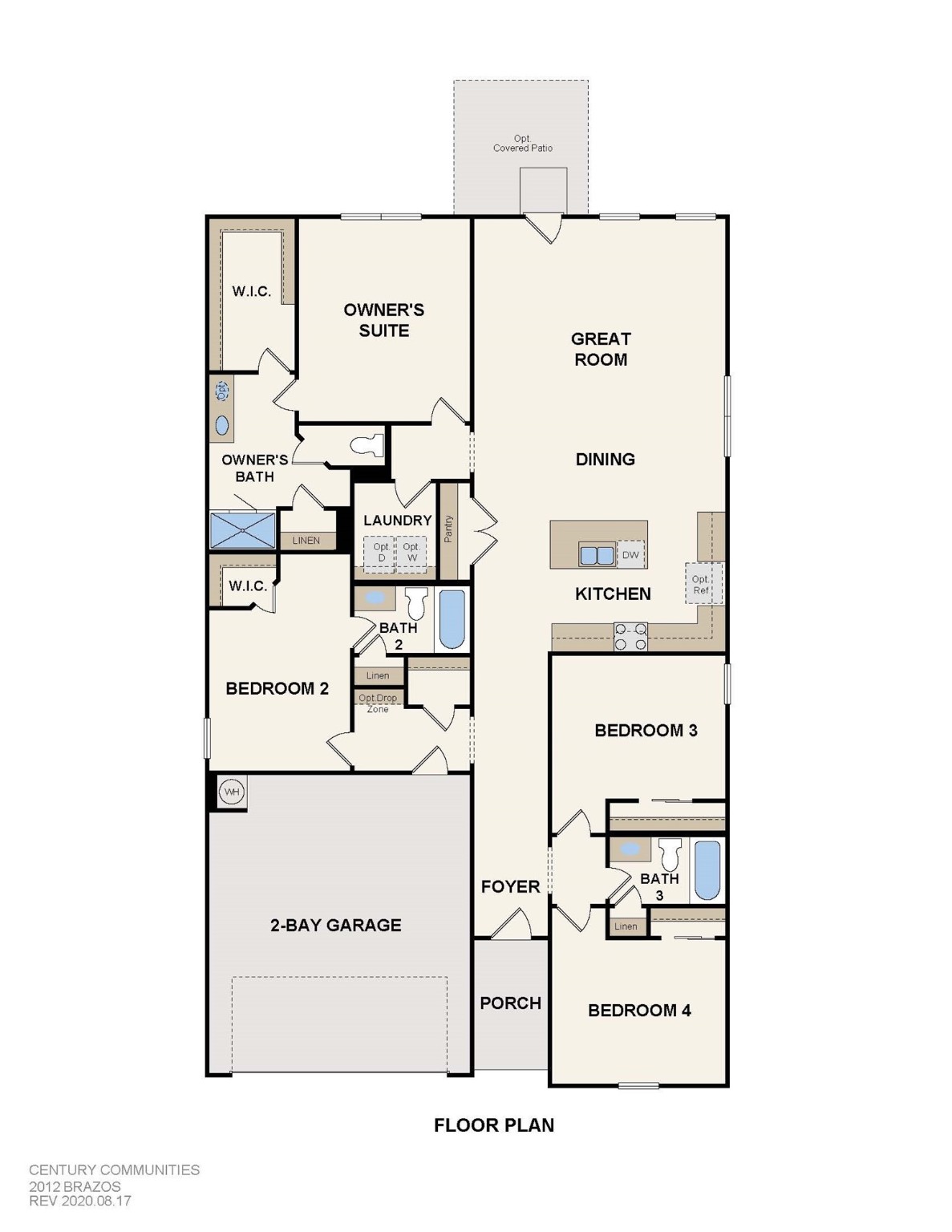 The 1-story 2012 floorplan features 4 bedrooms, 3 full baths and an attached 2 car garage.