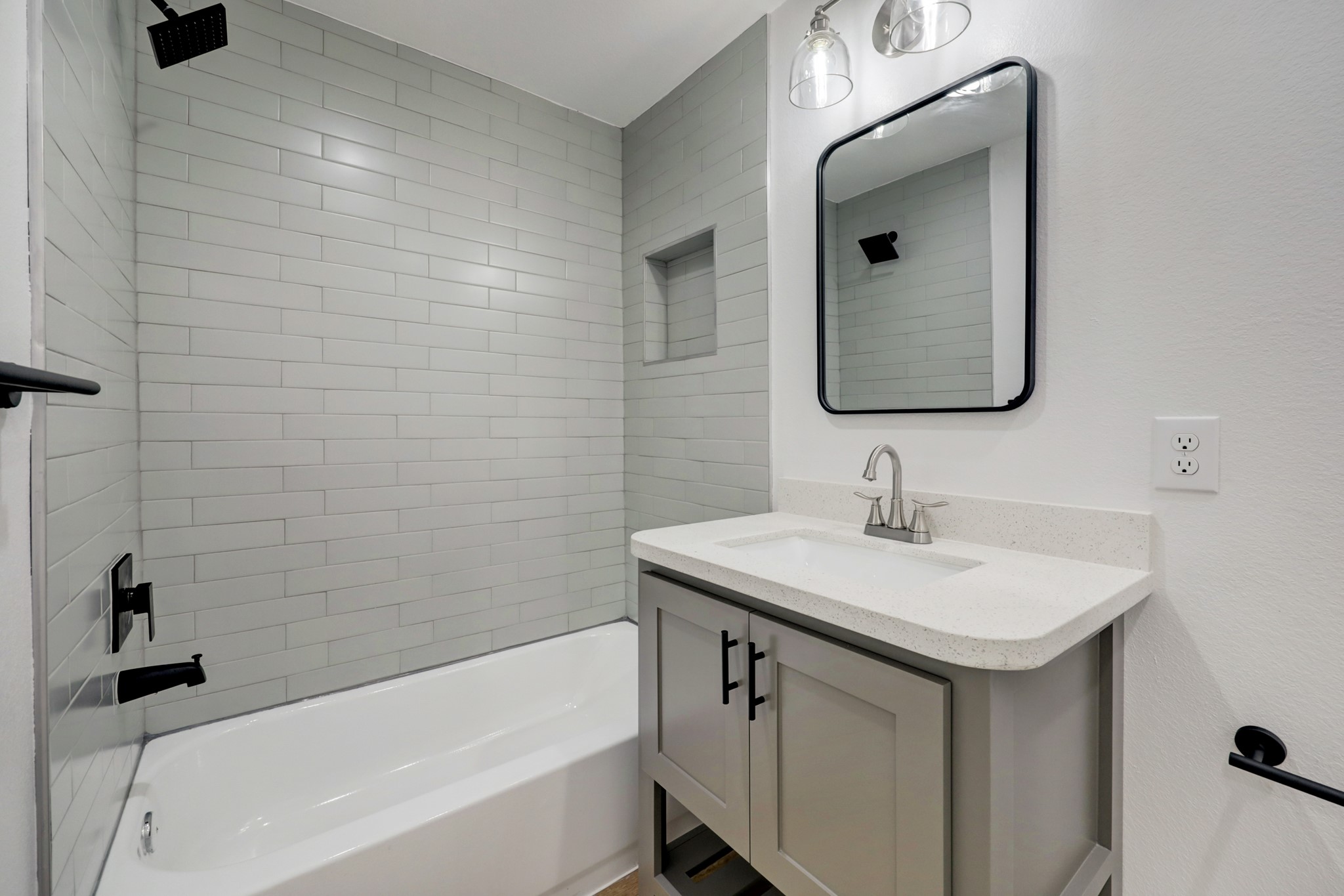 The secondary bathroom is located upstairs and offers a tub/shower combo.