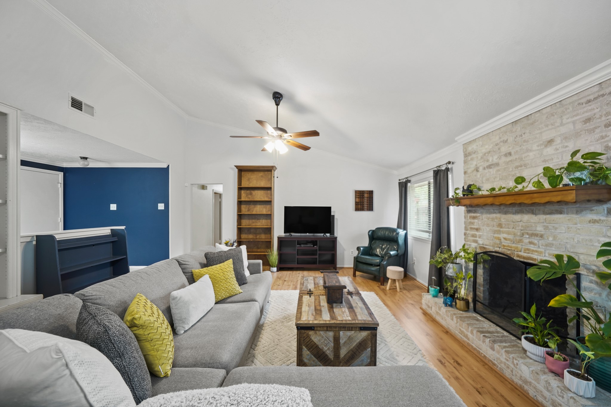 This lovely family room is a great space to gather and visit with your friends and family or enjoy a quiet, peaceful evening at home with your favorite person.