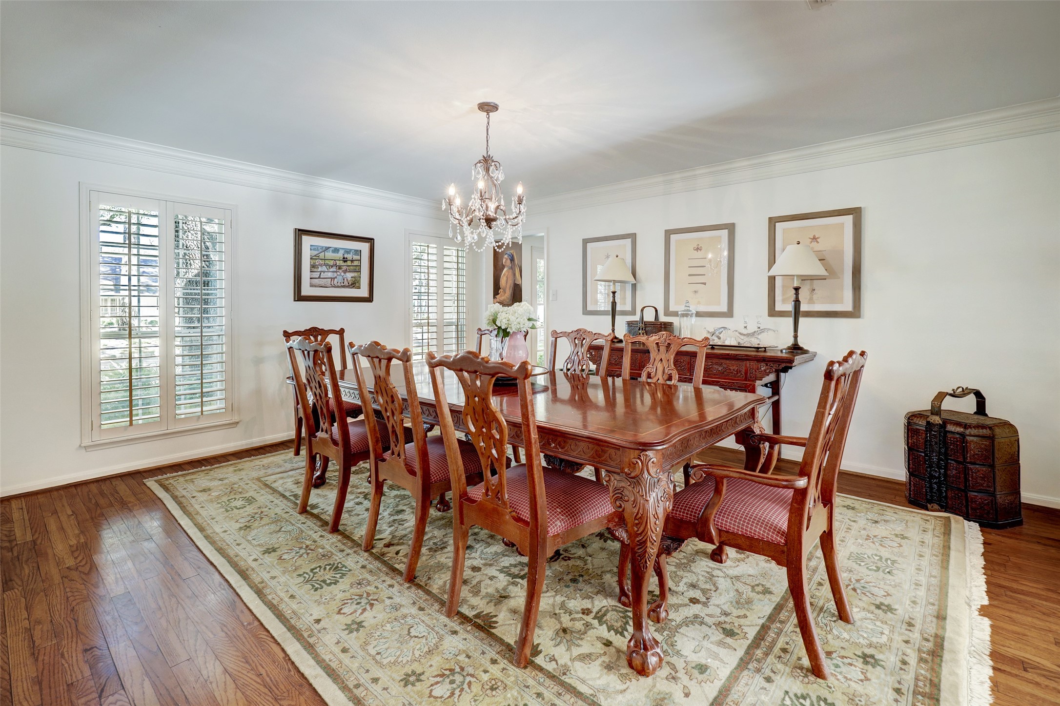 Perspective of the formal dining room overlooking the front yard.
