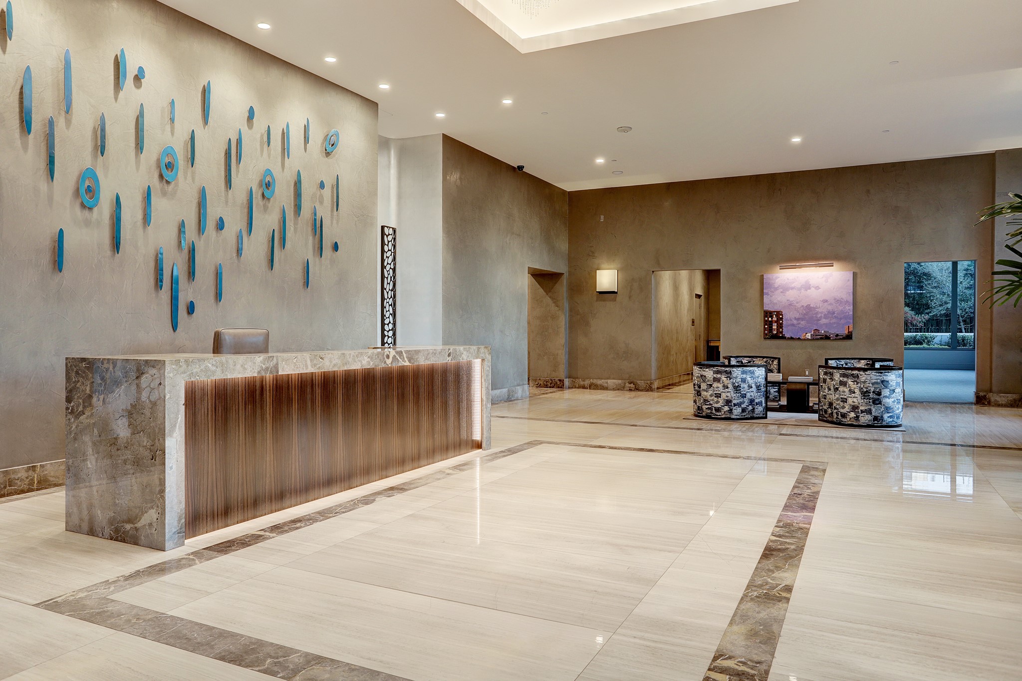 Building Lobby. The Belfiore is a full service building including valet, concierge, pool, party room and fitness center.