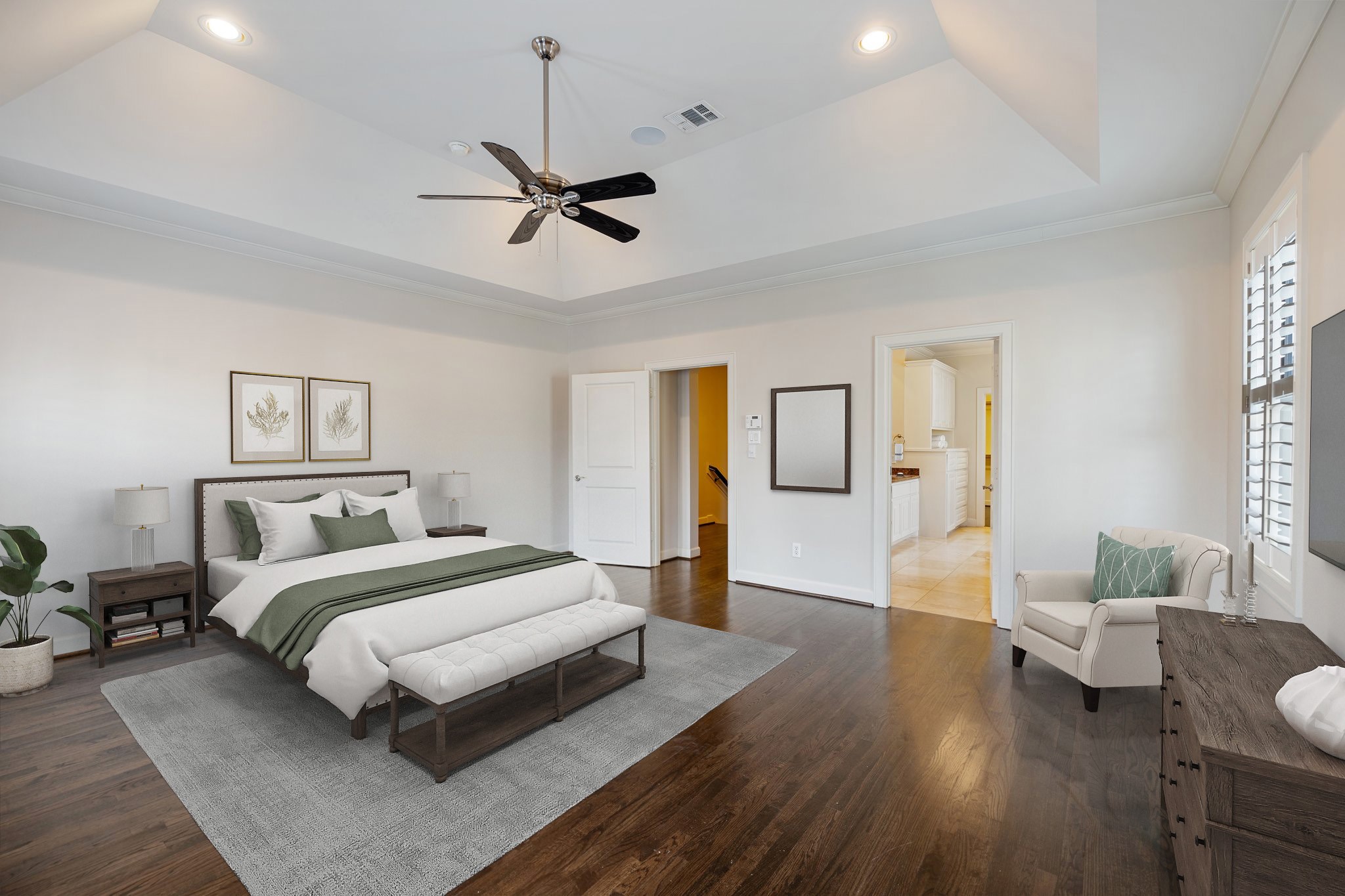**Virtually Staged - As you enter the third floor you are greeted by your primary suite.  Taking up almost half of the floor, your bedroom, bathroom and sprawling closet are luxurious and everything you'll need.