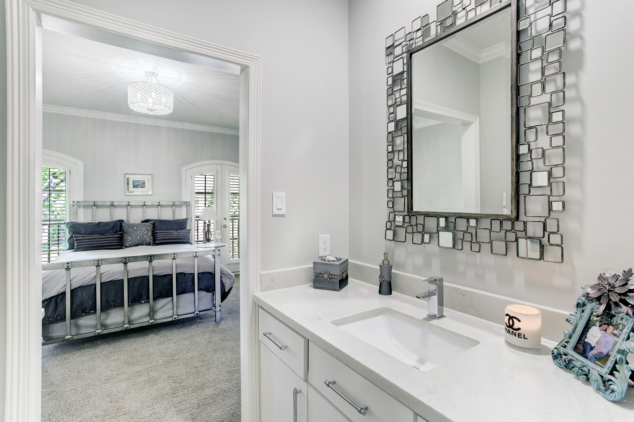 New vanity and counters were added to complete this room's renovation.