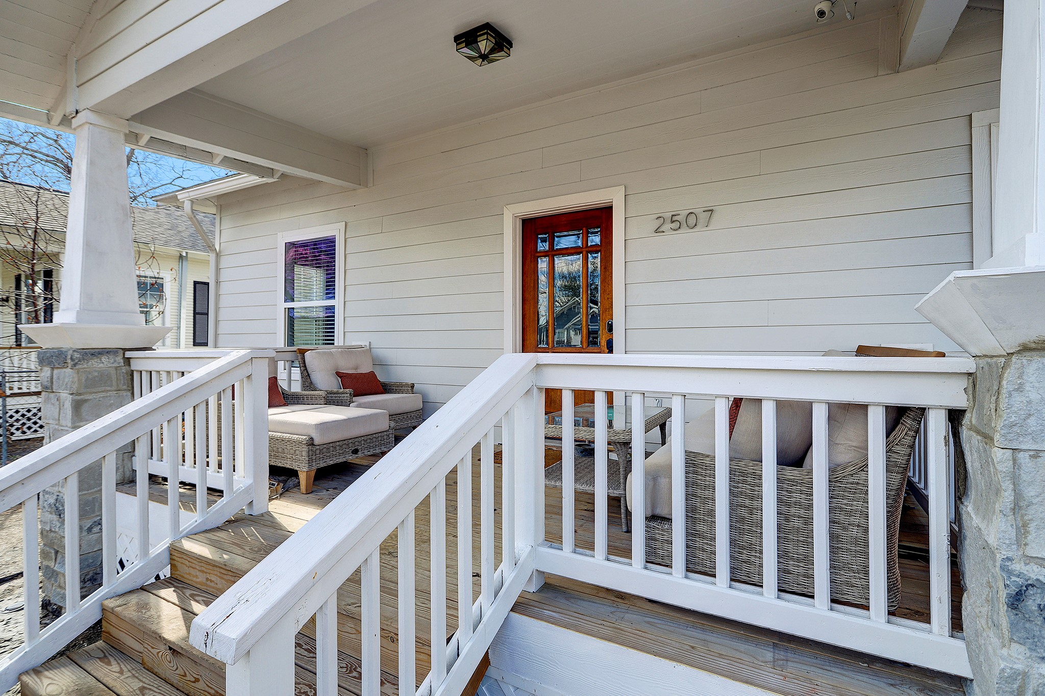 The large porch is just betting for you to enjoy your afternoons on a sunny crisp day!