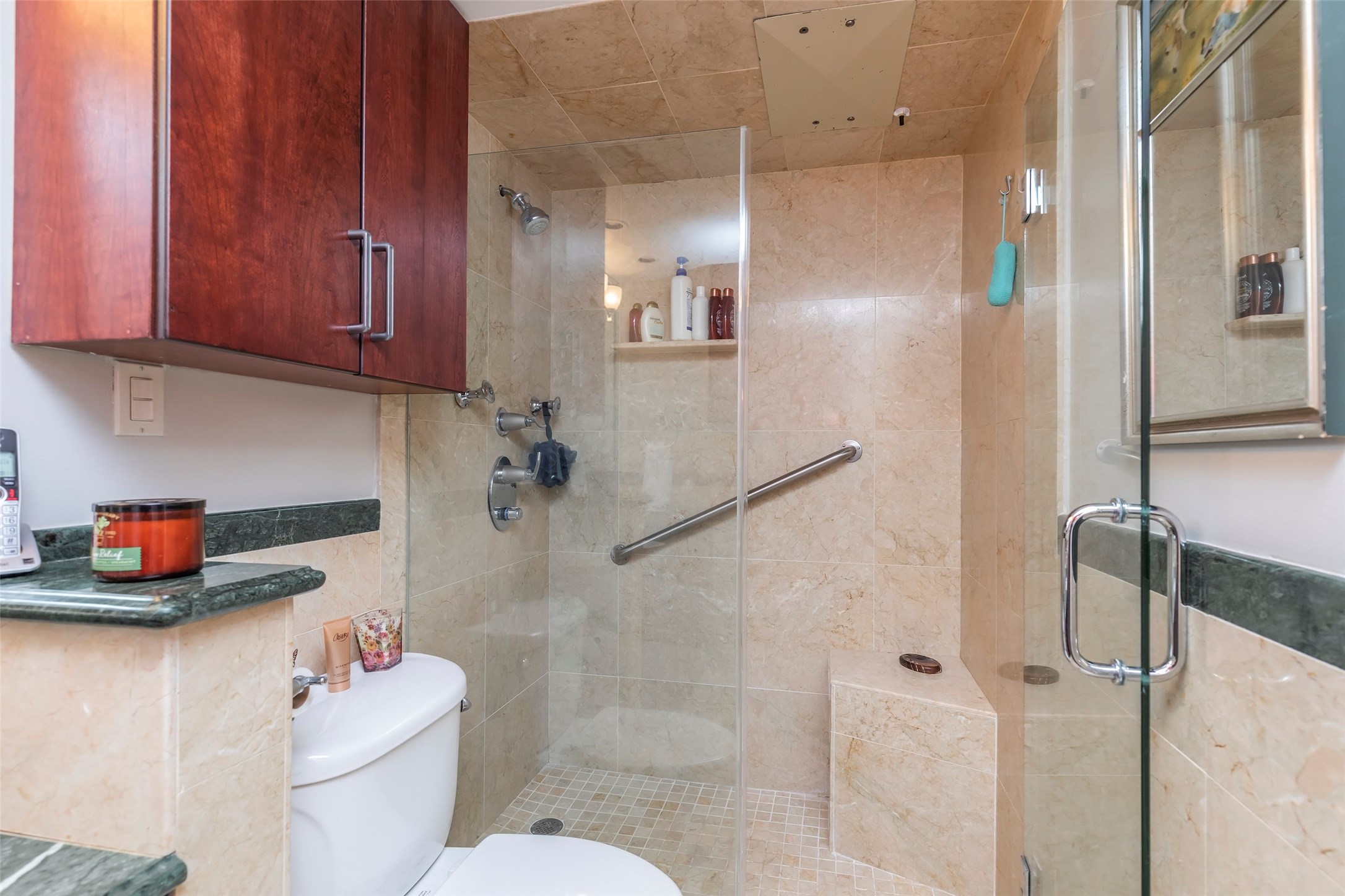 Master bathroom with spacious shower.