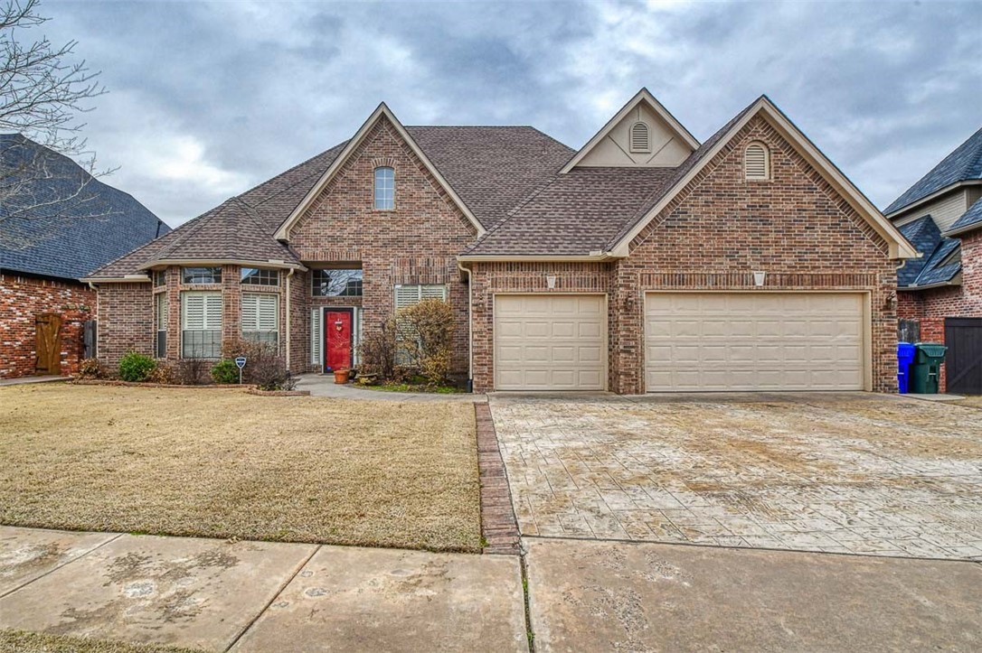 In Brookhaven Addition, this single-story home boasts 4 Beds, 3.1 Baths+3 car Garage. You'll notice great brickwork, stamped concrete driveway, plantation shutters & landscaping. New roof in 2021. New gutter system w/Leaf Protection in 2021. The wide entryway has 2" crown molding & tiled flooring that leads to the Study w/French Doors & main areas of the home w/variable ceiling heights. Ornate wooden archway opens up the lovely Formal Dining w/chandelier & wood flooring. The walk-thru kitchen has bright canned lighting, granite counter tops, tiled backsplash, & Breakfast Bar. Stainless Steel appliances, Thermal Induction Stove, fine cabinetry & 2nd eating area complete the kitchen. More wood-flooring in the Living Room w/Gas Fireplace and matching mantle. Large Master Bedroom & Big walk-in Master Bath + doors to patio. The nice patio and large backyard for all types of entertainment. Includes a 6-8 Storm Shelter! Seller offering 5000 Carpet Allowance.