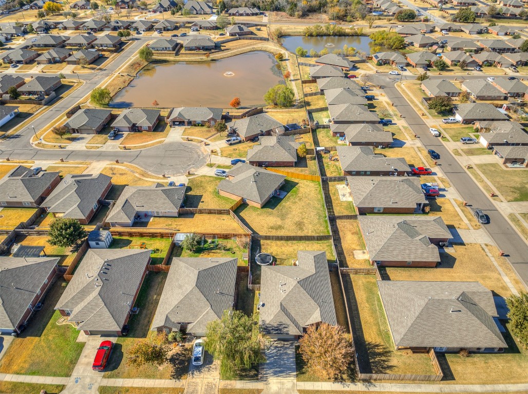 4205 Red Apple Terrace, Moore, OK 73160 drone / aerial view featuring a water view