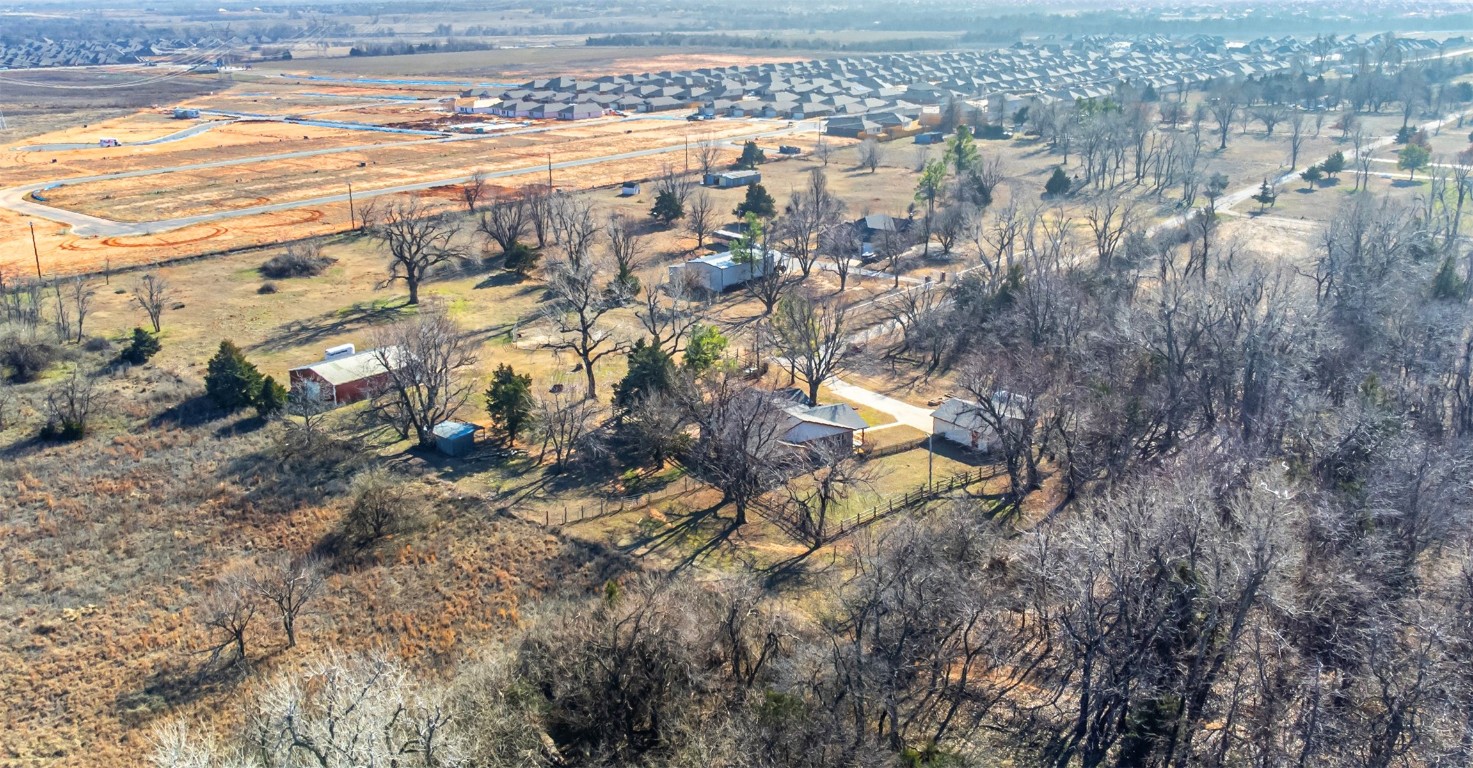 3735 Janet Circle, Mustang, OK 73064 birds eye view of property featuring a rural view