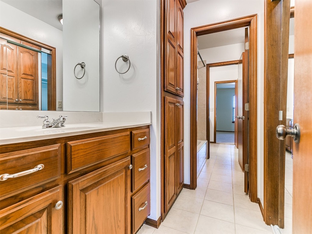 12400 Olivine Terrace, Oklahoma City, OK 73170 bathroom featuring vanity and tile flooring