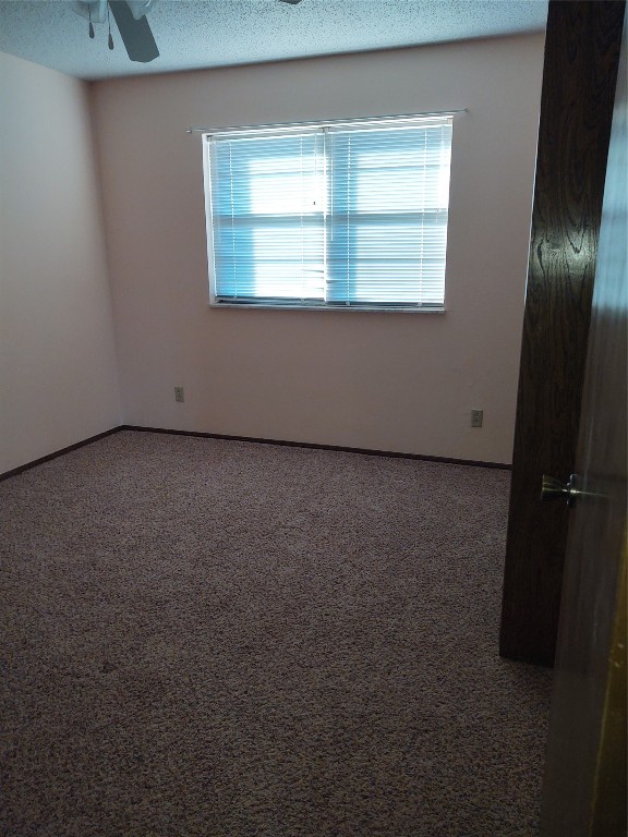 1240 COUNTY Road, Carnegie, OK 73015 unfurnished room featuring plenty of natural light, ceiling fan, and carpet