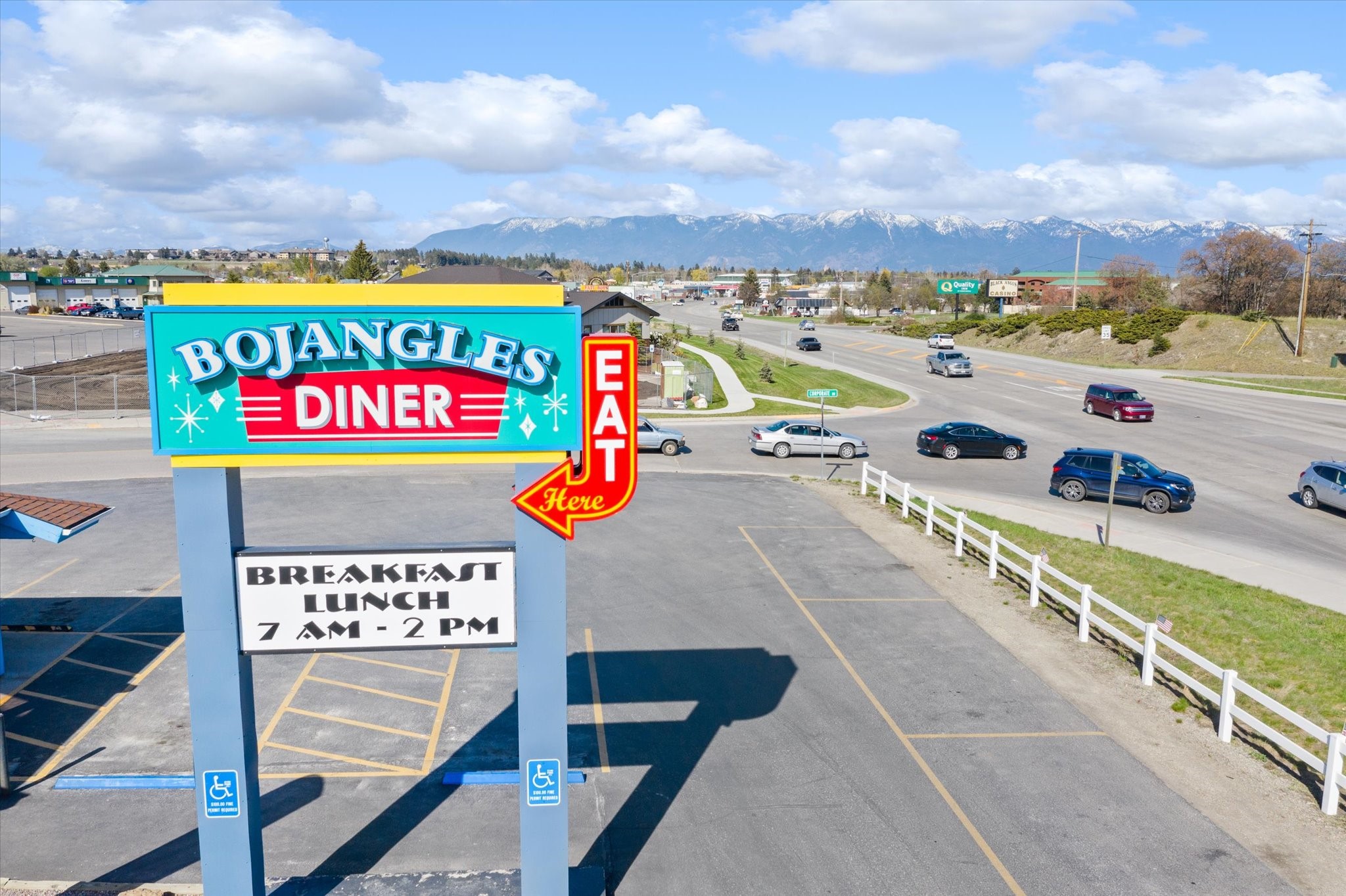 PRIME LOCATION~ Bojangles Diner for sale.  Offering includes .96 acre of commercial real estate, water right to commercial 20 gpm/private water well, 2548 square foot restaurant with everything included & business.  Contact Rena Saunier (406)871-7575 or your real estate professional.