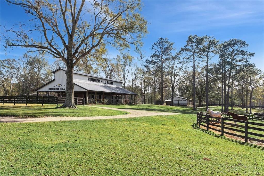 Beautiful Summer Hill Farm offers a spectacular country setting on +/-32 gently rolling acres on the corner of Hwy 1077 and Booth Rd. Huge oaks and and hardwoods scattered throughout surrounding a beautiful pond. Cottage with pool and patio, 2 fabulous barns, fenced and cross fenced. Equipment barn. Currently in use as a working Thoroughbred Horse Farm. Glorious home site overlooking the stocked pond.