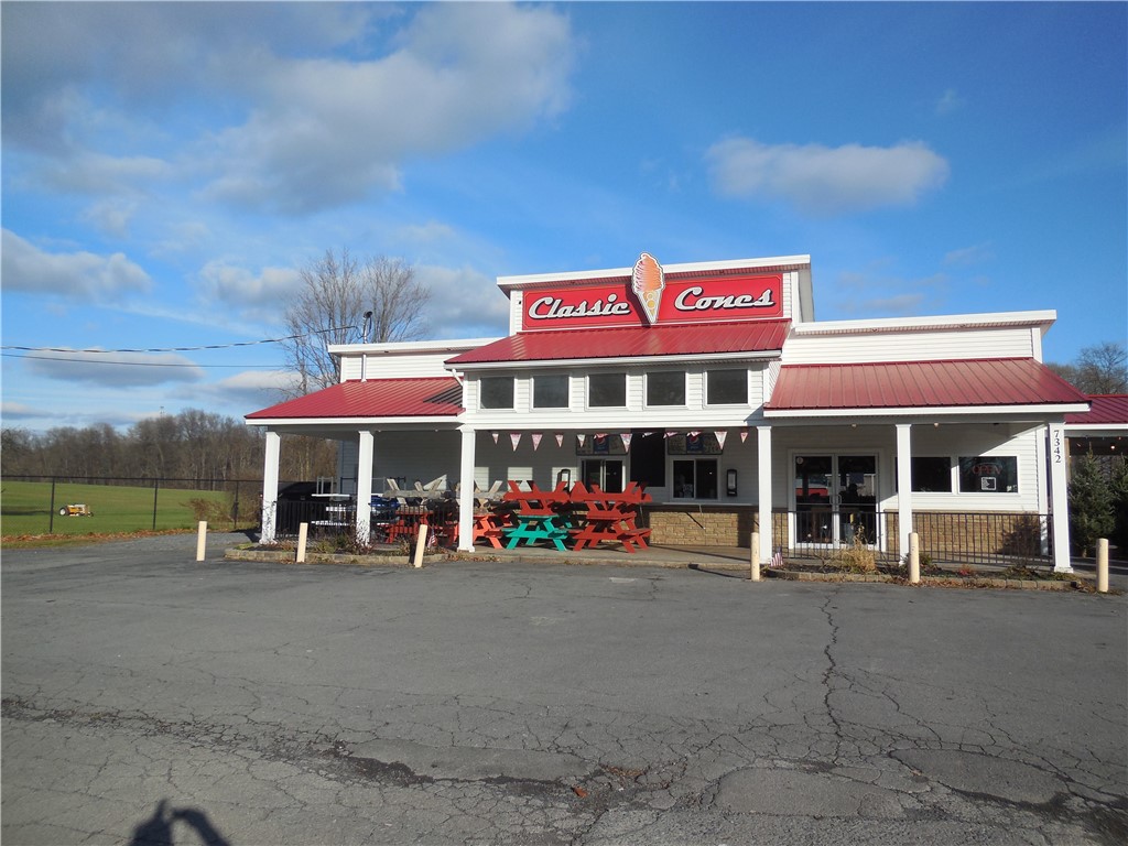 Well established Ice Cream store and restaurant newly built in 2015 is now available. Classic Cones is in a perfect location at the 4-way stop corner of State St. Rd. and Turnpike Rd. The property includes a full 1 1/2 acres and an industrial raised bed filtered septic system that will handle 2200 gallons a day. Plenty of parking is available and offers a huge covered patio for the patrons. There is ample room for expansion including an area already set up to add a miniature golf course. This is an excellent business opportunity; see for yourself.