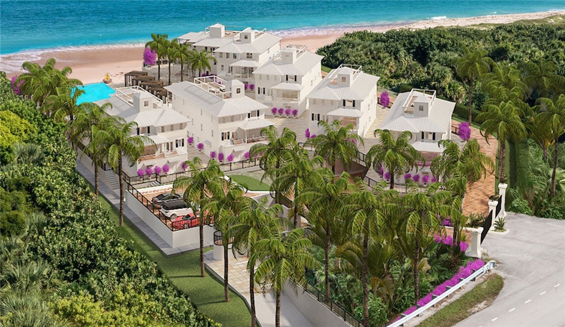Vero Beach Ocean Club oceanfront home with panoramic views from each floor. 3 story w/ 6BD,6BA, 1half bath, 4 car garage+ golf cart space,floor to ceiling impact glass, elev. & top of the line finishes.Home feat. roof top deck w/2,500sq.ft 360 degree Ocean- River vistas.Boat docks,kayaks,paddle board across the street accessible via tunnel.Only 7 homes w/ 225 feet oceanfront, 5 star priv. resort living.Vero Beach Ocean Club has a Private Marina,Resort style Infinity Pool,Cabanas,Fire Pits,Chef BBQ’s,state-of-the-art fitness & Pool Lounge Suite.Minutes to Vero Beach. Sizes approx/subj to err.
