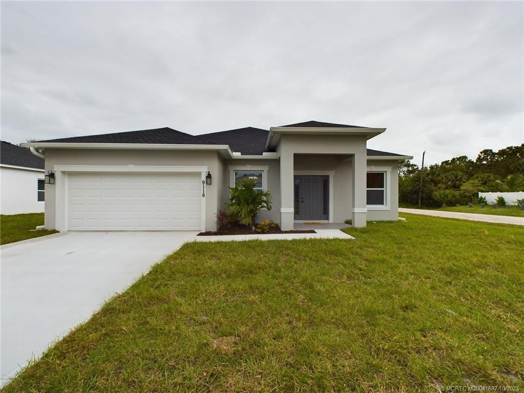 Fabulous corner lot home, close to US 1 and I95! This home has IMPACT windows and doors, luxury vinyl floors throughout and a split floor plan. With lots of quartz countertops in the upgraded kitchen, this is a great space for meal prep and baking! Home comes with water softener. This is a 2023 CBS and is move in ready! Why wait? Be in your new home in time for the holidays.