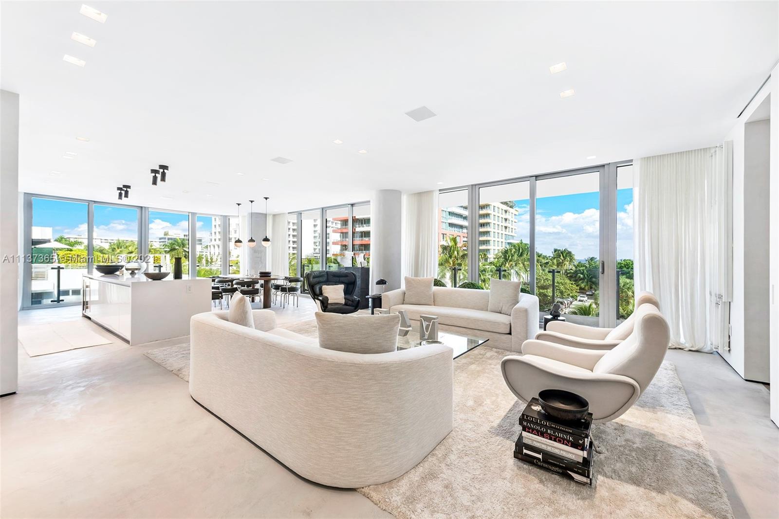 Stunning One Ocean residence 1 block from ocean offers sophisticated SoBe living at its most hip/luxurious. Brilliant natural light, floor-to-ceiling impact glass w water & city views distinguish this elite Briggs Edward Solomon appointed unit w sleek, ultra-modern & elegantly edgy interiors.  Crisp white esthetic incredible backdrop for art/sculpture/furniture. Poured concrete & Luminaire fixtures thruout. All bdrms en suite w/terraces. Lavish chef’s kitchen; open plan living/dining designed for entertaining. Enjoy sweeping 270° vistas from North Tower location w only 2 units per flr. Amenities: infinity-edge saltwater pool; full pool & beach services; fitness center & spa; 24-hour concierge & security; valet service; maintenance.  Vibrant, walkable South of Fifth neighborhood. Paradise!