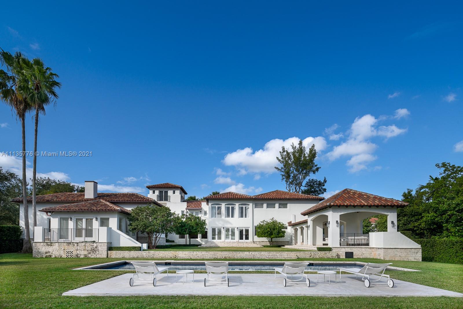 Perfect pairing of Palm Beach & Gables Estates.Elegant, private, turn-key & ideally located on 1 acre in one of the most exclusive gated communities.Designed by Briggs Edward Solomon,this masterpiece features 9 beds & 7/3 baths.Sleek, chef’s kitchen, equipped w professional grade appliances features a 15' Nero Marquina marble cooking island, 3 refrigerators, 3 freezers, custom Viking gas stove & ample prep/storage spaces.Serene primary suite includes a sitting area, grand walk-in closets & luxurious, Carrera marble bathroom.Spa/gym is the epitome of home-wellness w sport sauna, Peleton & top pf the line equipment.Home office, playroom & ensuite bedrooms complete this estate.Manicured lawn, saltwater lap pool & new outdoor kitchen satisfying the most discerning of tastes.