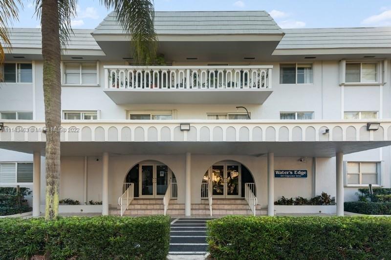 Located on the Coral Gables Waterway, this 2-bedroom, 2-bath upgraded unit is a great space in a sought after waterfront boutique garden building.  Edgewater is minutes away from Coconut Grove, Downtown Gables, Brickell and US1.  The pool sits next to the waterway overlooking boat slips and surrounded by great patio area.  Private parking is included and a boat slip could be an option if available to rent. Building features excellent security.