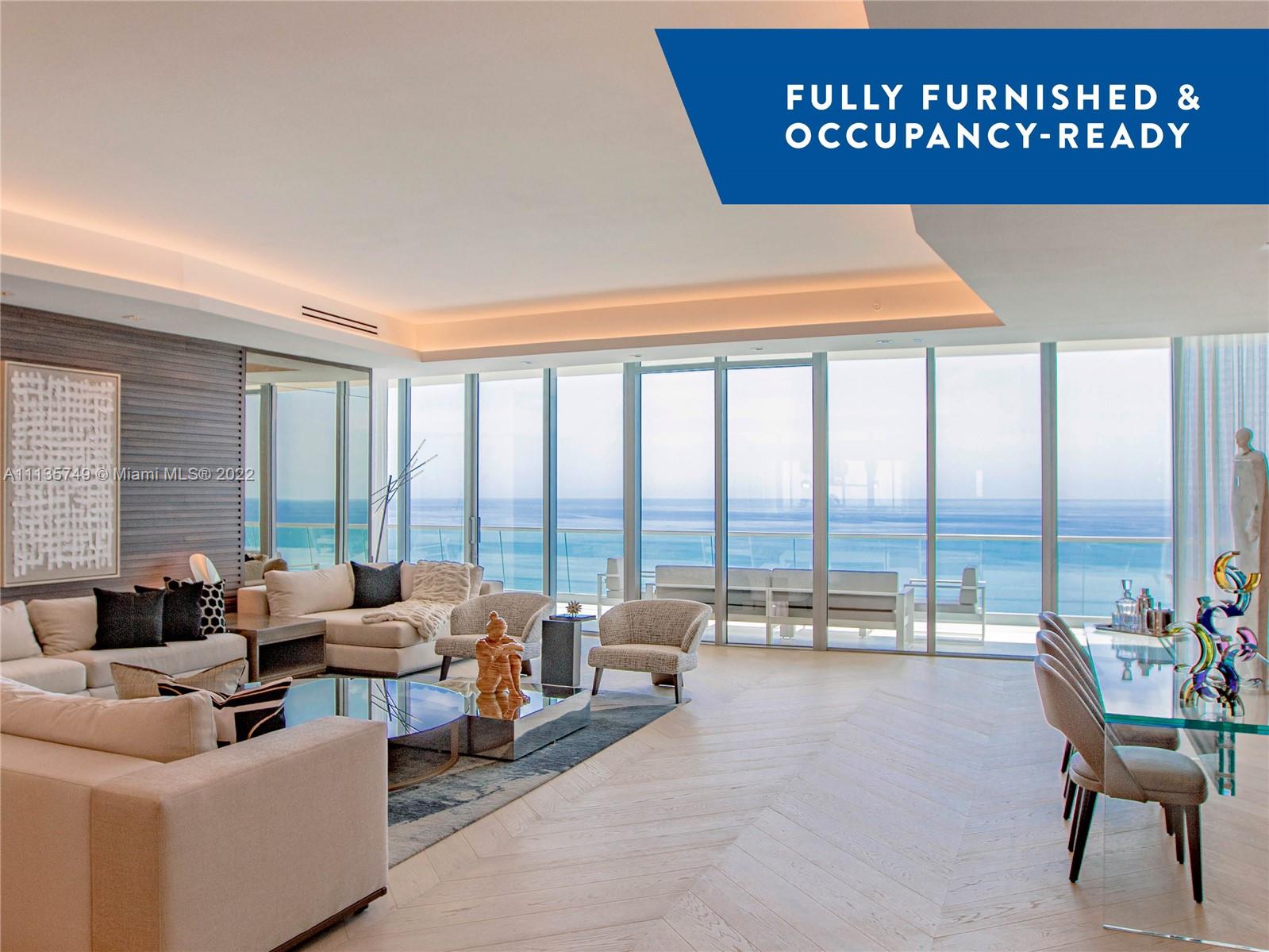 DEVELOPER INVENTORY. DELIVERING SOON: AWARD WINNING INTERIOR DESIGN FIRM NICK LUACES DESIGN: DELIVERS A ONE OF A KIND SKY RESIDENCE. READY TO MOVE IN. DEV CENTER COMBO UNIT OFFERING ULTIMATE PRIVACY. COLUMN FREE LAYOUT. Flowthru residence w open floorplan, direct views Ocean & Intracoastal views. STAFF QUARTERS. Imported Snaidero Italian custom cabinetry & stone countertops, top-of-the line Gaggneau appl, 11’ deep oceanfront sunrise terrace w summer kitchen+ Spacious walk-in closets. Turnberry Ocean Club Residences features 70,000 SF of luxury amenities & unrivaled, world-class service, including the 3-story private signature Sky Club w sunrise/sunset pools, priv dining, health/wellness spa & entertainment. Residents receive membership privileges. Includes Beachfront cabana & artwork.