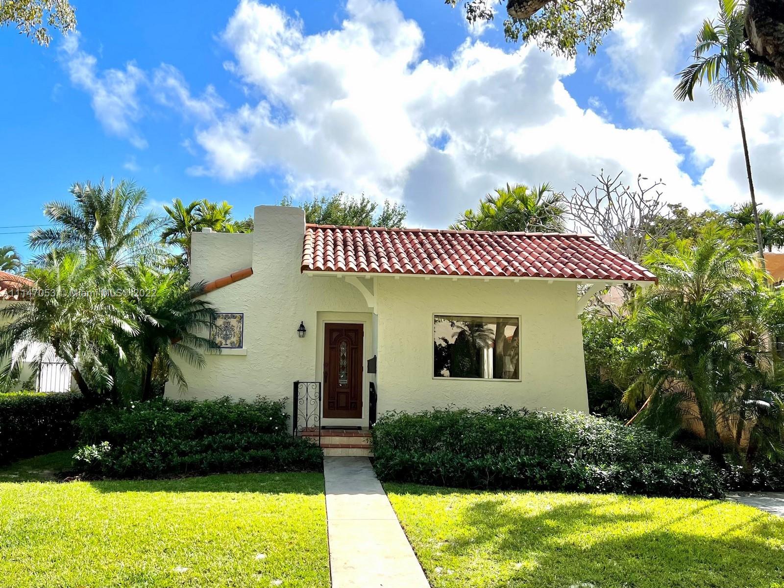 Historic home located steps from Granada Golf course, Biltmore Hotel, Salvadore Tennis Park, and Coral Gables Country Club on one of the most beautiful tree lined streets in Coral Gables. This home was renovated to perfection by current owner. The floor plan is very open, featuring a spacious living room, dining area, plus library w/designer built ins. The kitchen includes panel ready and fully integrated top of the line appliances with green tea granite countertops. The master bedroom is larger than most and includes a walk in closet uncommon in unique homes. The master bath is luxurious with shower and double sinks. Hurricane impact windows, doors, new roof, new a/c. Wired sound system w/Sonos as well as Bang and Olafson speakers. Professionally landscaped w/very private spacious yard.