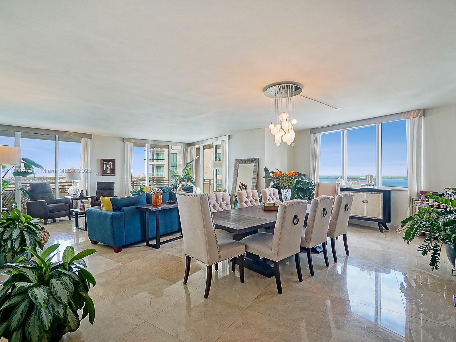 This 4/4.5 is an incredible home in the sky. Located in luxurious Carbonell on exclusive Brickell Key. This unit occupies the entire North East South corner of Carbonell. Offering panoramic 180 degree views of Biscayne blvd, Port of Miami, Miami Beach, Key Biscayne, and stunning Brickell Ave city views. Marble floors throughout. Chefs style kitchen. Italian cabinetry and bathrooms. Carbonell offers concierge, two tennis courts, golf putting area, racquetball court, basketball court, two story gym, BBQ area, lap pool, jacuzzi, sauna, party room, conference room, computer room. The views are phenomenal during the day and incredible at night. Every bedroom is ensuite. This unit is an incredible home with 2 wrap around terraces to enjoy the views with Biscayne Bay breezes.