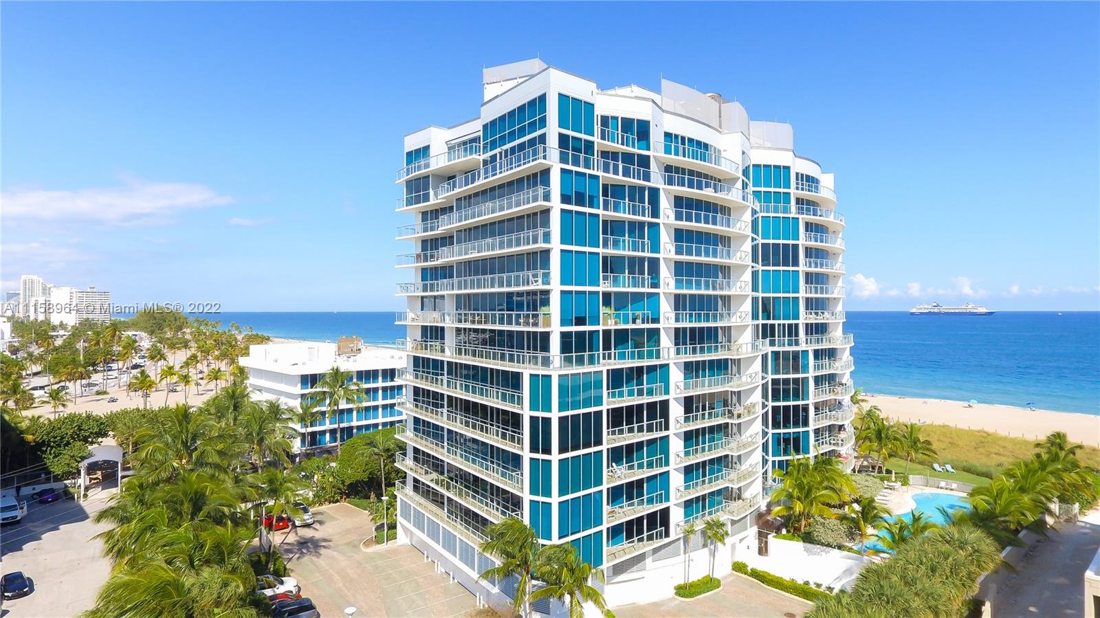 Coconut Grove Residences is located directly on the sand on beautiful and famous Fort Lauderdale Beach. Direct breathtaking ocean views from every room. This condo is built out as a large 1 bedroom allowing for open living space & expansive water views. Floor to ceiling glass & southeast facing large terraces provide stunning views of the ocean, beach & cruise ships. Spacious open kitchen with oversized island. 2 large walk in closets for all your storage needs. CGR is a boutique building right next door to Marriott Harbor Beach Resort & Spa where you can purchase a social membership if you wish includes: spa & tennis. Gorgeous sunlit pool, fitness room, social room, secured gated property & valet all on the sunkissed beach in prestigious Harbor Beach. Mins to Las Olas Blvd and the airport