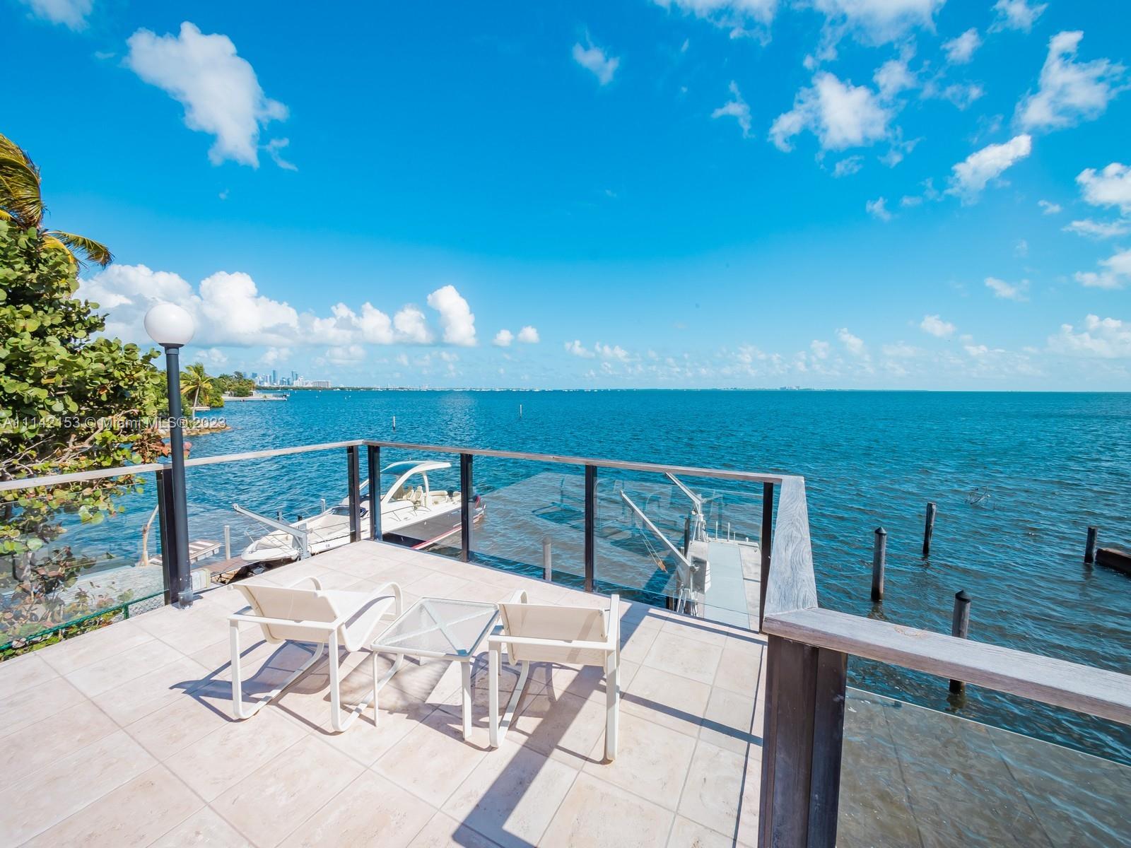 THE PATIO IS ALL THE WAY TO THE END OF THE WATERFRONT/PROPERTY LINE. IT'S 17 FEET ABOVE SEA LEVEL.