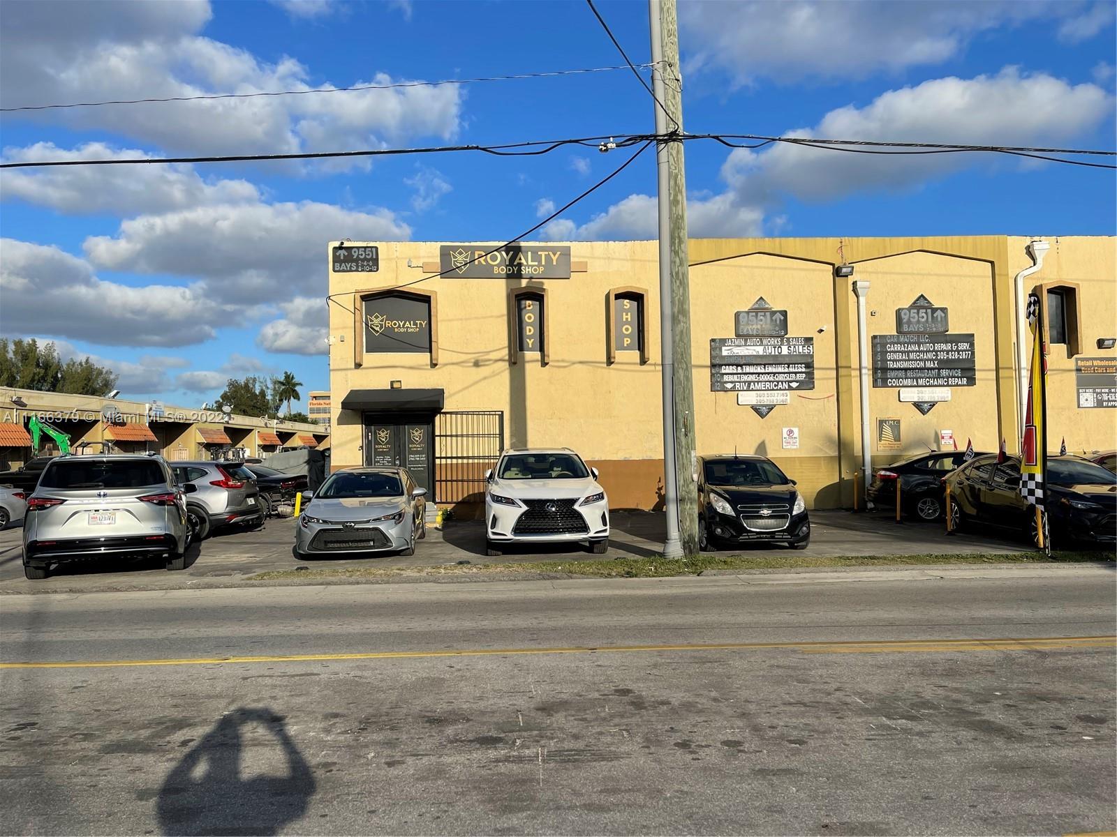 Royalty Body Shop the Art Collision Repair & Paint Center for sale in Hialeah-PRIME location-close to Okechobee and Palmetto Xpressway & MIA. an Asset sale with lease. All equipment, multiple lifts, frame machine/computer, compressors, tools, supplies,& Inventory, also offices & storage rooms, reception/waiting area, and bathrooms. The business includes a 2nd collision repair-only shop, Business services all makes & models, has all licenses/permits up-to-date-Great opportunity for Business sales of insurance claims, Please do not engage employees -we do not want to hurt the business. Monthly rental of the commercial premises of $6400.00, recently signed 5-year rental contract, 7500sqf.  Call us anytime, WE ANSWER!