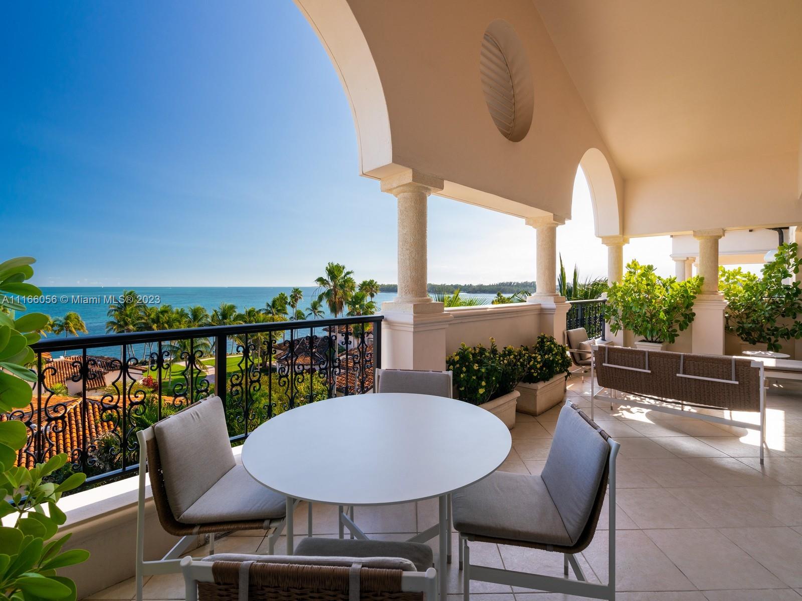 Extensively and completely renovated 3BR, 3 Bath Penthouse in Fisher Island’s desirable Seaside Village.  No expense spared in finishes and furnishings of this reconfigured 5th floor unit that offers spectacular panoramic views of the Atlantic Ocean and the charming Villas in its foreground.  Bright white modern and luxurious with expansive deep terrace boasting 180 deg beach views, Marble floors and finishes throughout, immaculate custom kitchen with top-of-the-line appliances. Walking distance to Fisher Island’s world class Racquet Club, private beach, the Beach Club and the best oceanfront pool on Fisher Island.  A perfect Pied-a-Mer for the most discerning buyers.