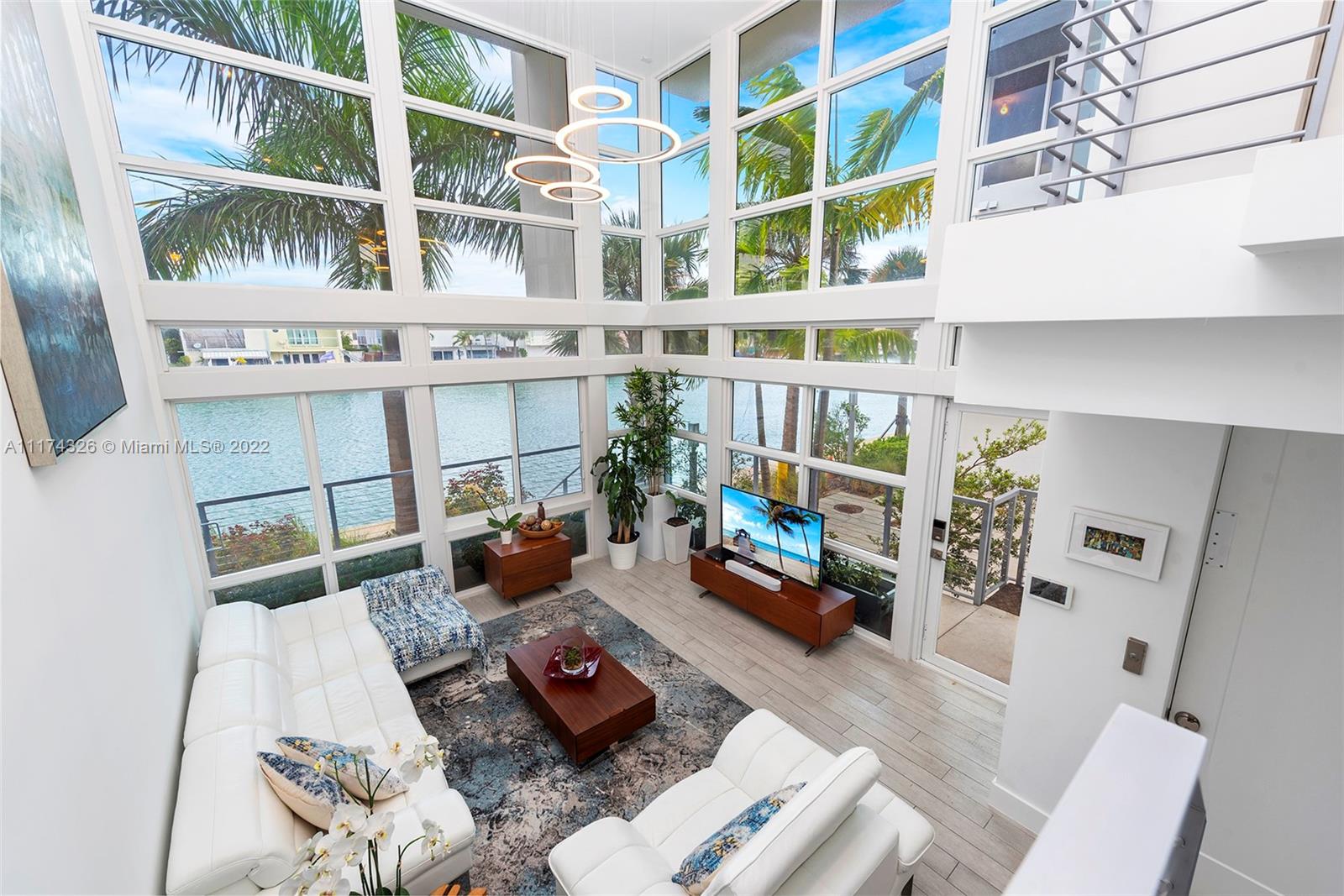 Stunning waterfront Townhouse at Iris on the Bay, a gated community in Miami Beach. Unique corner unit, 3 bedrooms and 3.5 bathrooms w/ breathtaking water views throughout. Built in 2018, this home is ready to move in! A total of 2,626 SF of indoor & outdoor space w/private elevator. The 18ft ceilings give the entry and living room space a WOW effect. Gourmet kitchen w/custom cabinets & pantry, GE Profile appliances & Gas stove. Second master bedroom features a impressive Walking Closet. Master bedroom opens to a private roof top terrace w/summer kitchen and incredible water views. Impact windows & doors, electric blinds, custom closets. 2 car garage, electric car terminal. Across from Fairway Park w/tennis & Golf. Walk to Beach & restaurants. Low HOA fees. A true gem!