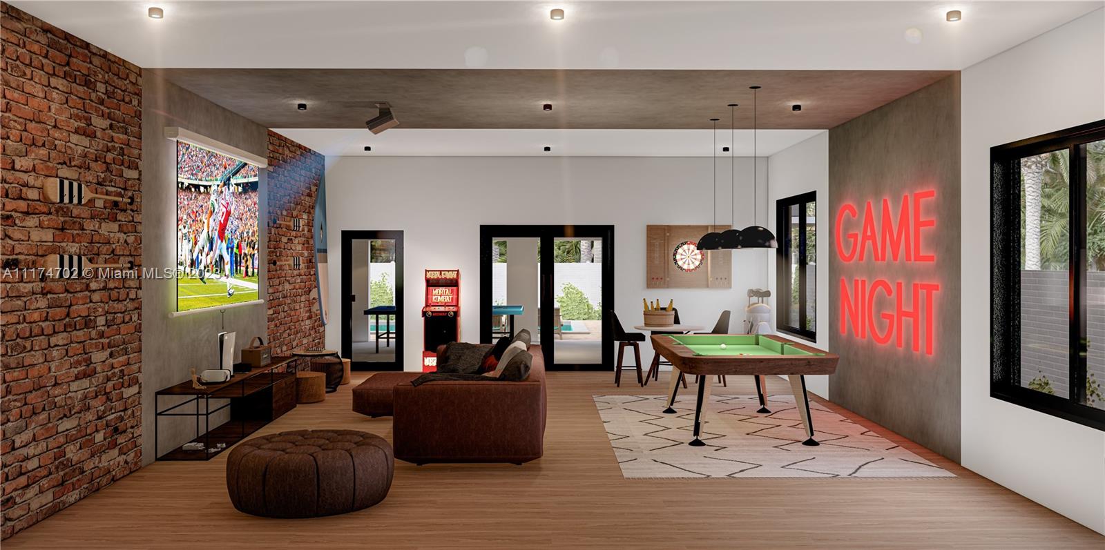 Artist rendering of game room area