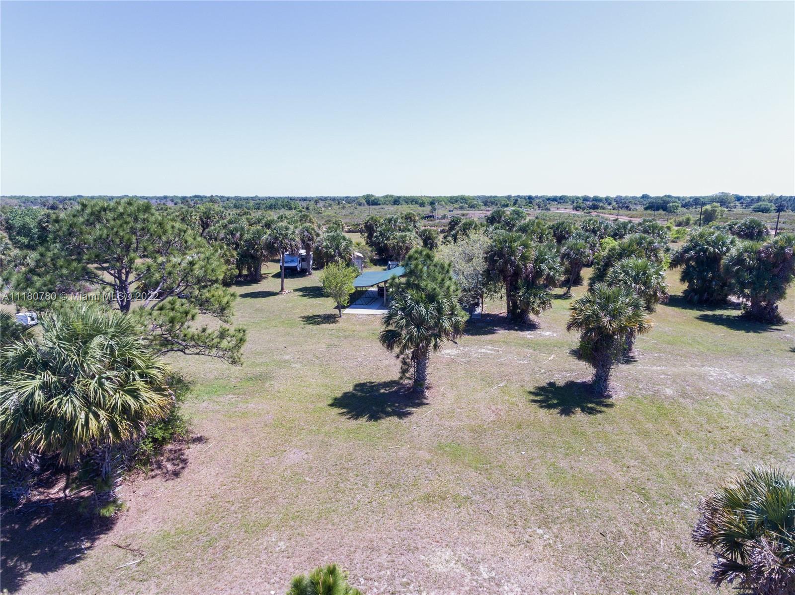 Aerial View from Pond towards Outdoor Kitchen