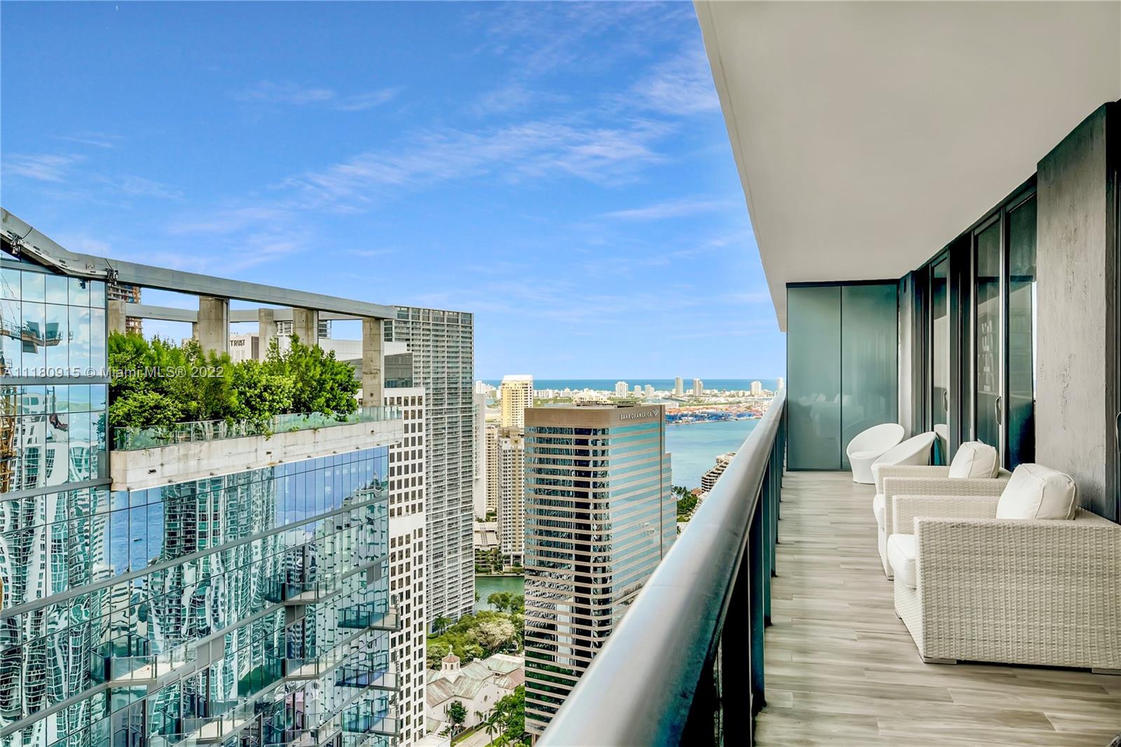 Huge, 2,274 sq. ft. Luxury Apartment, comprised of two (2) apartments put together, with over 300 sq. ft. of private terrace featuring views all the way to Miami Beach, and amazing views of Brickell and the Miami River, from the 47th-floor! Large, gourmet kitchen by Italkraft with top-of-the-line appliances by Wolf & Sub-Zero, to accompany 2-bedrooms + 4 full baths! Marble Countertops, touch-screen controls, huge Master bath, and being sold furnished! Enjoy the 57th-floor rooftop pool + separate 112 ft. beach-entry rooftop pool, Jacuzzi, state-of-the-art gym + spa, tennis courts, and more! Just steps to Biscayne Bay and only minutes to the beach, and located in the heart of Brickell, walking distance to the best restaurants, bars, rooftops, and shopping in Miami!