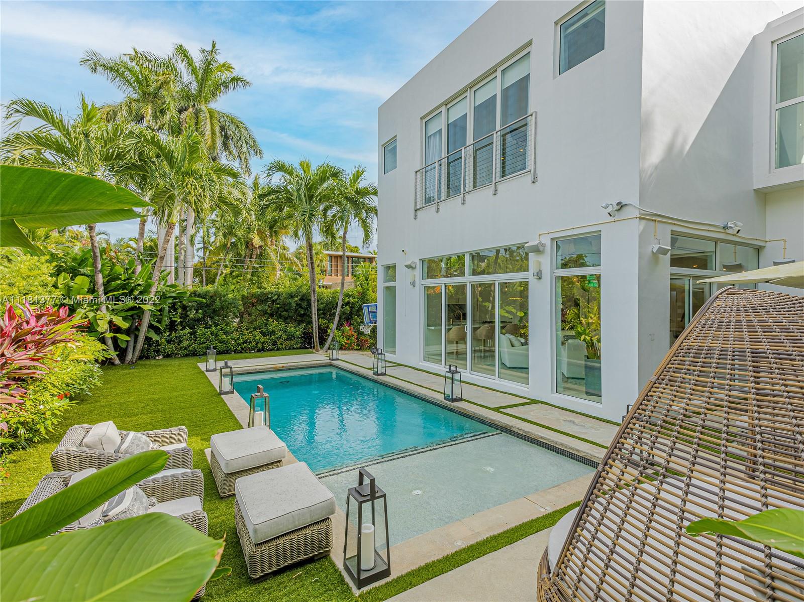 Located in prestigious Venetian Islands, this 2 story Mid-century modern home in an exclusive neighborhood, corner lot with 2 private parkings. Dilido Island is a secluded, exclusive hideaway where the landscape includes 98 homes looking out on Biscayne Bay and only 69 similar luxurious homes tucked away inside the ring of waterfront mansions. Robust Open Living/Dining/Kitchen. Features Master bed upstairs and downstairs, Electronic security cameras, In-home surround sound, Whole-house generator and Water filtration system, Three new air-conditioning units, Salt water pool. Lifestyle - Enjoy memberships at the Standard, Faena Hotel, One Hotel, Miami Beach Golf Club. Only a short drive to Lincoln Road, a swim in the ocean and from the mainland’s Sunset Harbor neighborhood and Yacht Club.
