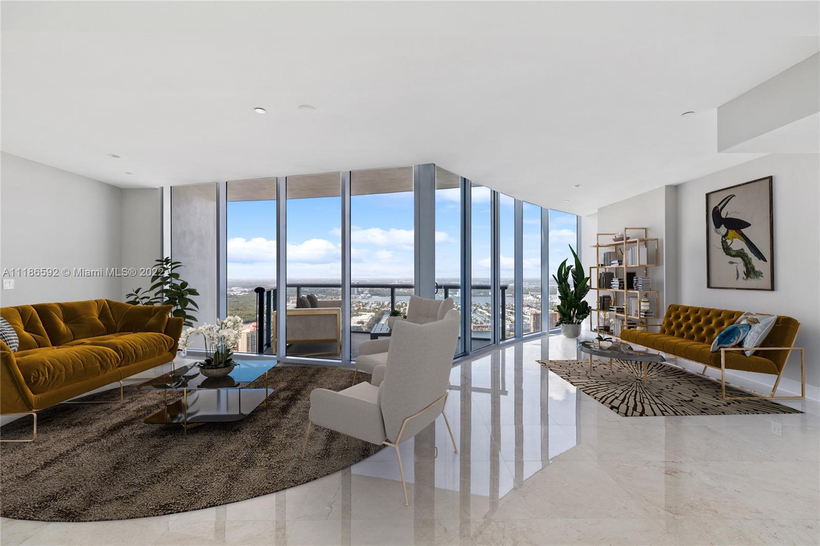 Stunning East and West views from this Tri-Level Penthouse in Sunny Isles Beach!!! This magnificent unit features high ceilings, 5 bedrooms and 6.5 bathrooms with marble and wood floors, and top-of-the-line European designer fixtures—approximately 5,000 sq ft in balconies and terraces. Great amenities include a fitness center, world-class spa, ocean-front pool deck, 24/7 concierge, and valet parking.