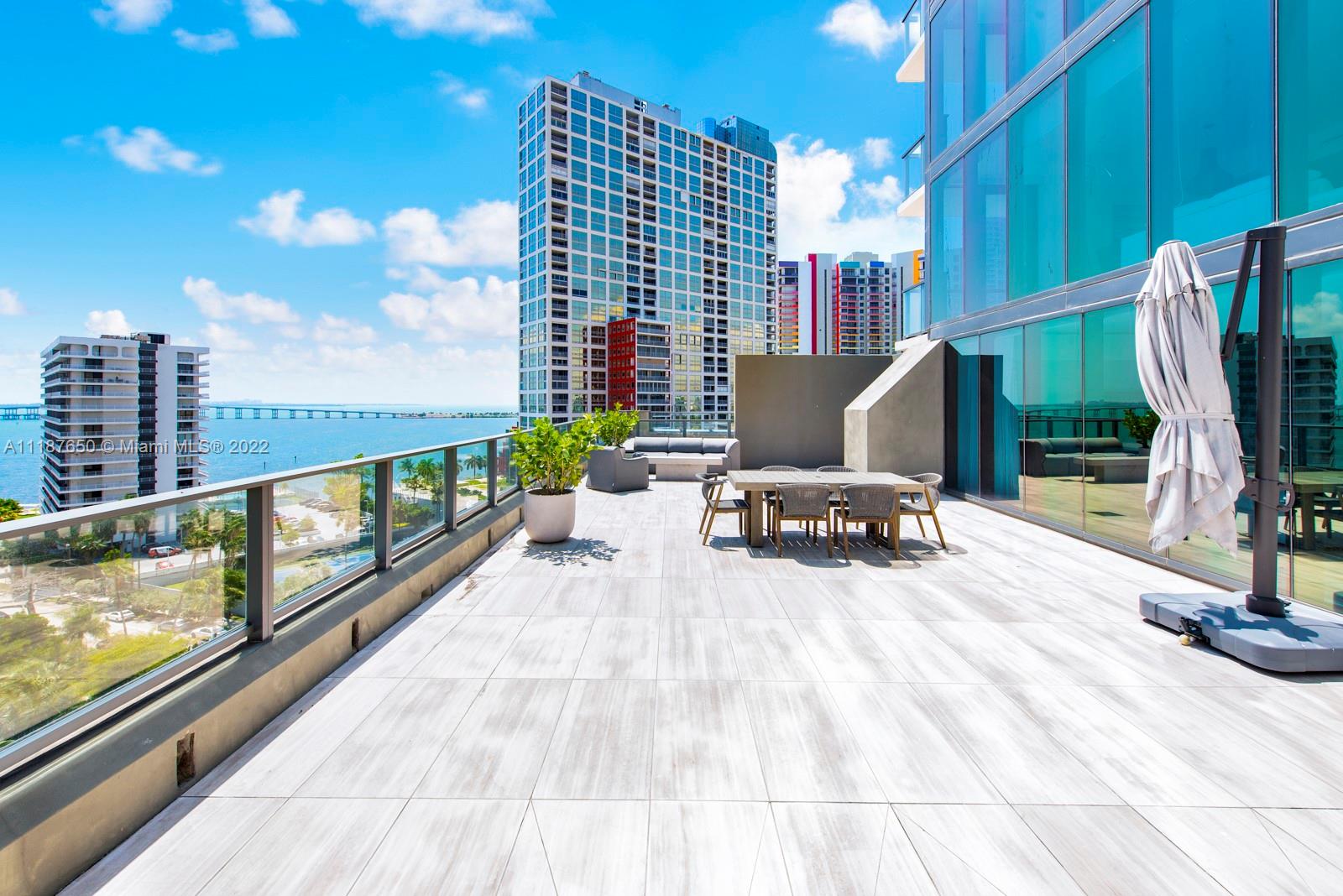 Unique one of a kind One bedroom plus Den with immense Terrace overlooking the Bay and City. The huge patio is the perfect place to entertain and host your guest with its built-in summer kitchen and BBQ.. Apt is equipped with beautiful striped Zebra marbles floors throughout entire unit, Top of the line upgraded appliances. Apple ready home technology and floor to ceiling windows. ECHO Brickell is an exclusive boutique luxury building with cutting edge parking system, Infinity-edge pool, 4000 sq ft state of the art fitness center and Spa deck with panoramic views designed by Carlos Ott. Walking distance to bars, restaurants, night life, Brickell City Center and Mary Brickell Village and much more.