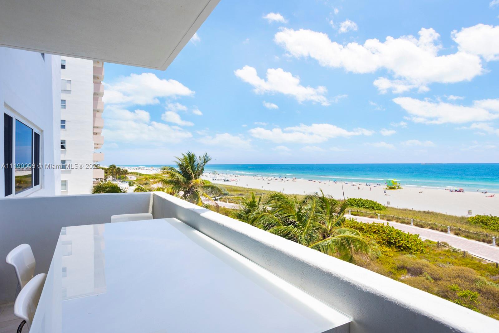 A one-of-a-kind opportunity and a rare find of two combined units with direct beach and ocean access in the exclusive South of Fifth community. If your dream is to live in South Beach, Miami, with a direct view of the ocean, this is the residence for you. The boutique building is superbly situated in front of the Atlantic Ocean. Tastefully renovated by an Italian designer with an open view from the kitchen and dining/living area. Three bedrooms (one considered den size). Miele and Subzero appliances are combined with beautiful, refined white cabinetry. South Pointe Park, a 17-acre county urban park, is only two blocks away. It is regarded as one of the best places to live. Building has NO pool NO gym