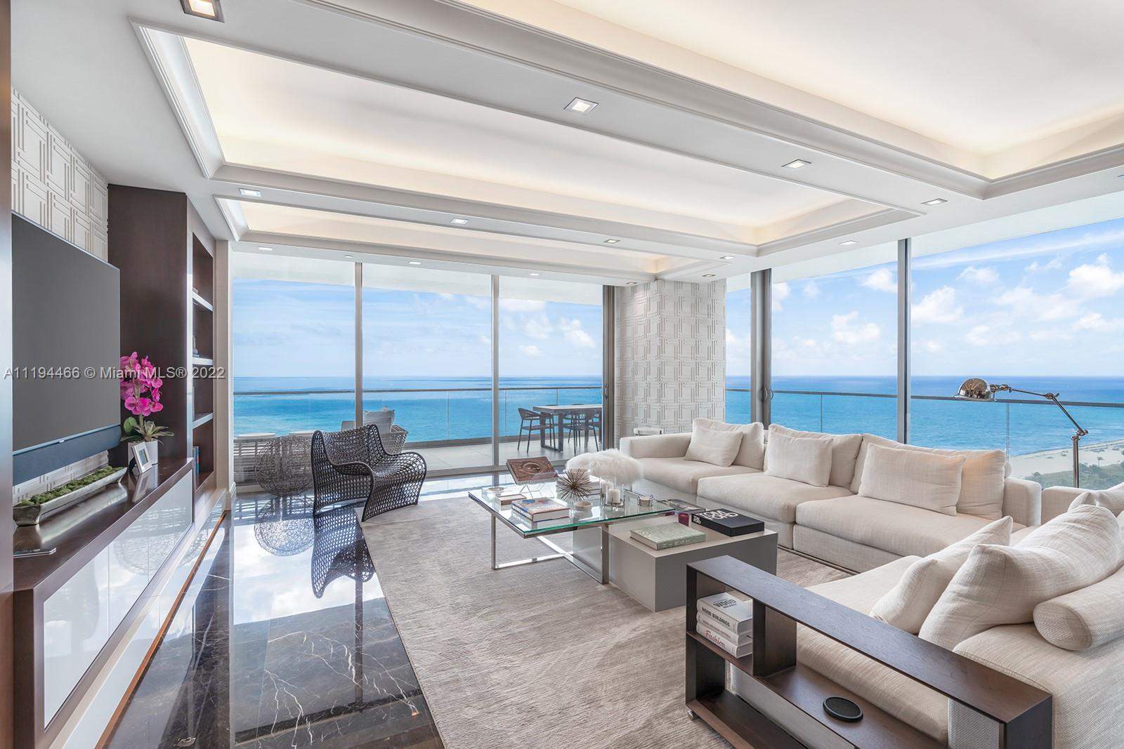 Turn-key oceanfront corner residence presents a rare opportunity to own at Bal Harbour most sought-after address, with panoramic water and skyline views. Offering the building’s premier floorplan, the impeccable flow-through S. Tower unit underwent close to $3Mil renovation with no detail left unturned. Features of the expansive 4,185SF space include a new gourmet kitchen, custom bar, oversized master with walk-in closets, spa-inspired bath, private elevator entry, floor-to-ceiling sliding doors that open up to a 1,500SF wrap-around terrace, plus impeccable finishes and millwork throughout. Oceana offers an exclusive lifestyle and intimate community with resort-style amenities including Olympic-style pool, world-class spa, tennis courts, restaurant, 24-hour concierge services and security
